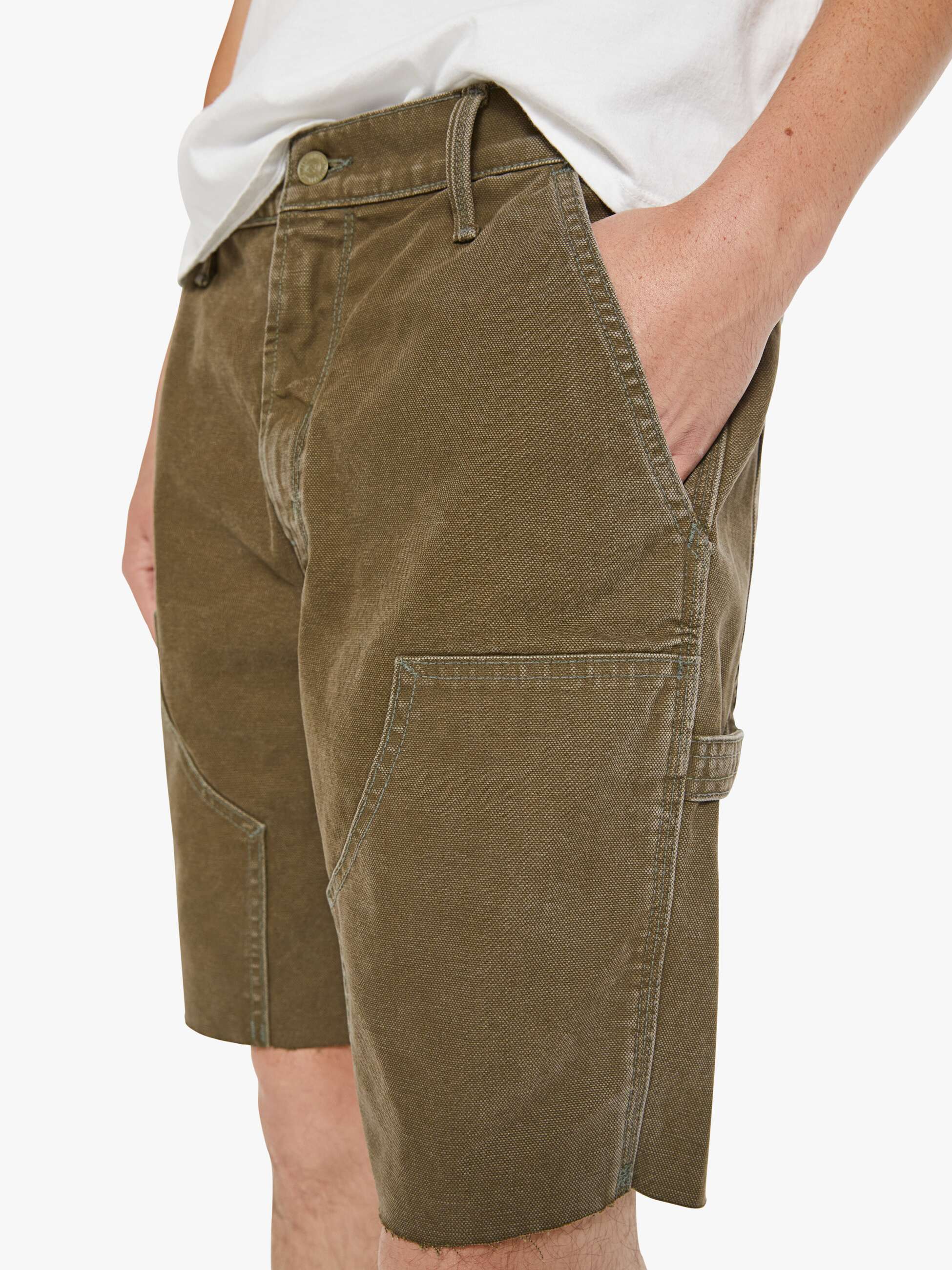 Mother The Bee's Knees Short Fray Shorts Olive Baumwolle