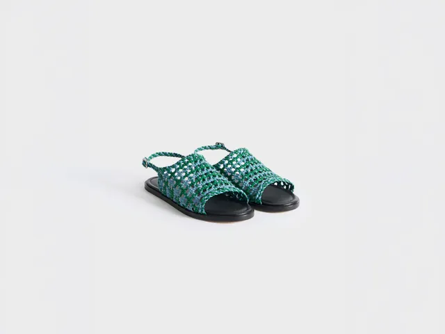 J.W.Anderson Woven Leather Sandal Blau Grün Nappa