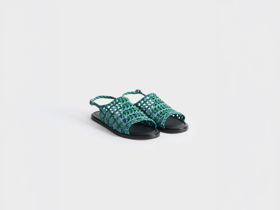 J.W.Anderson Woven Leather Sandal Blau Grün Nappa