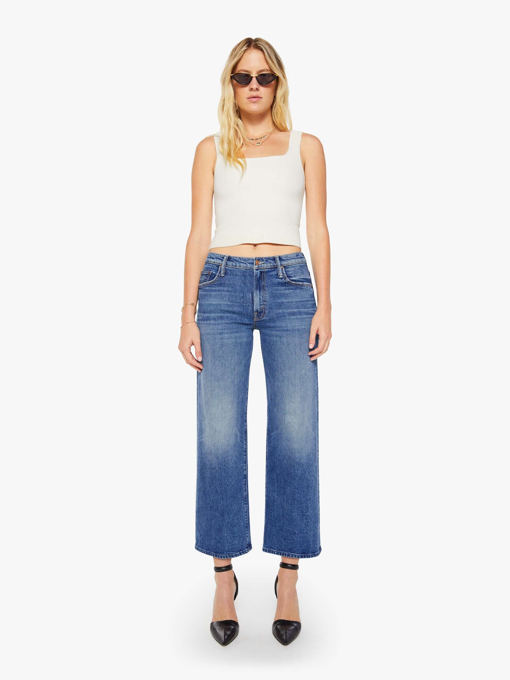 MOTHER Maven Flood Jeans Thrill Seeker Mittelblau