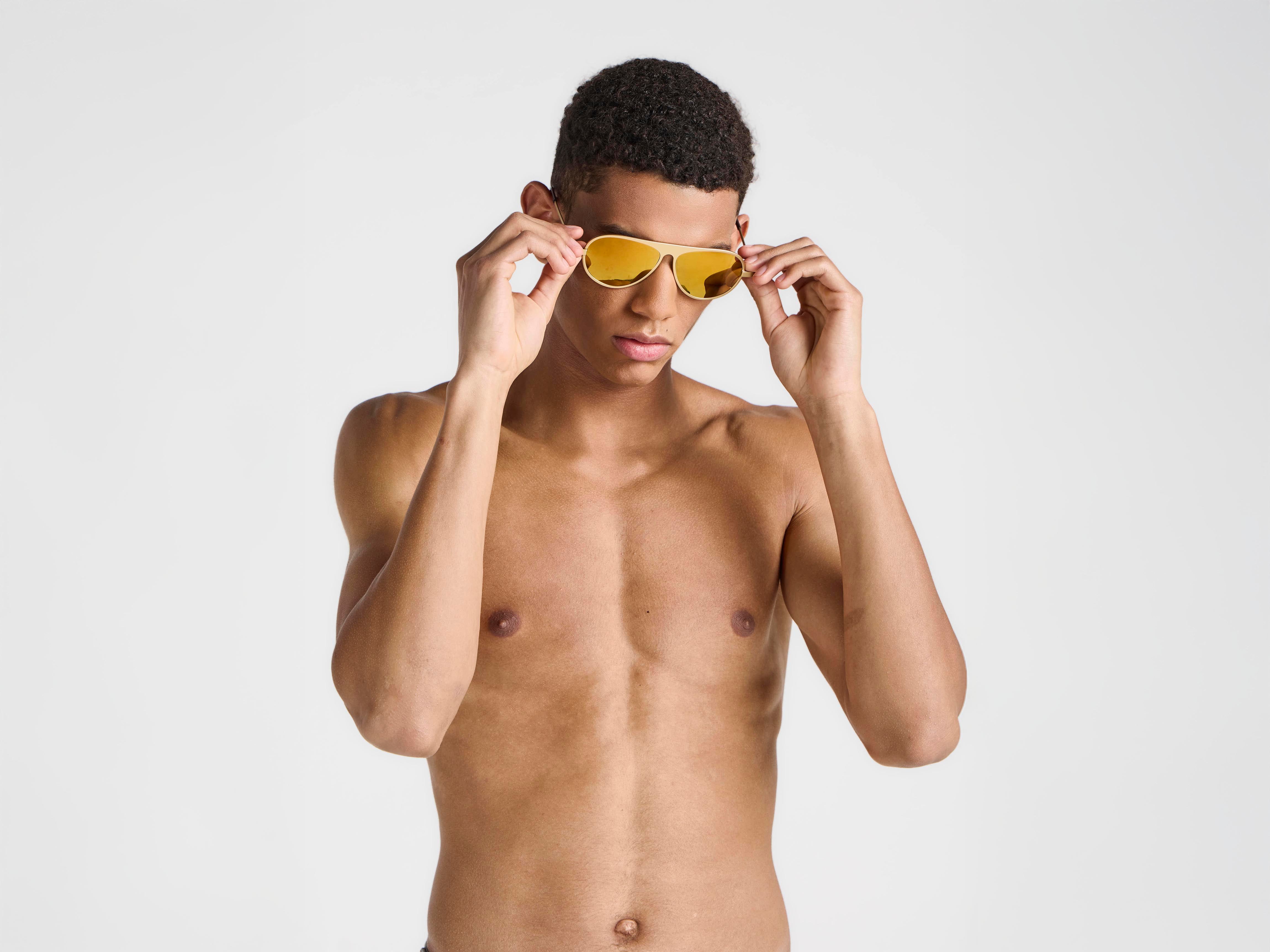 J.W.Anderson JWA05 Aviator Sonnenbrille Gold Titan