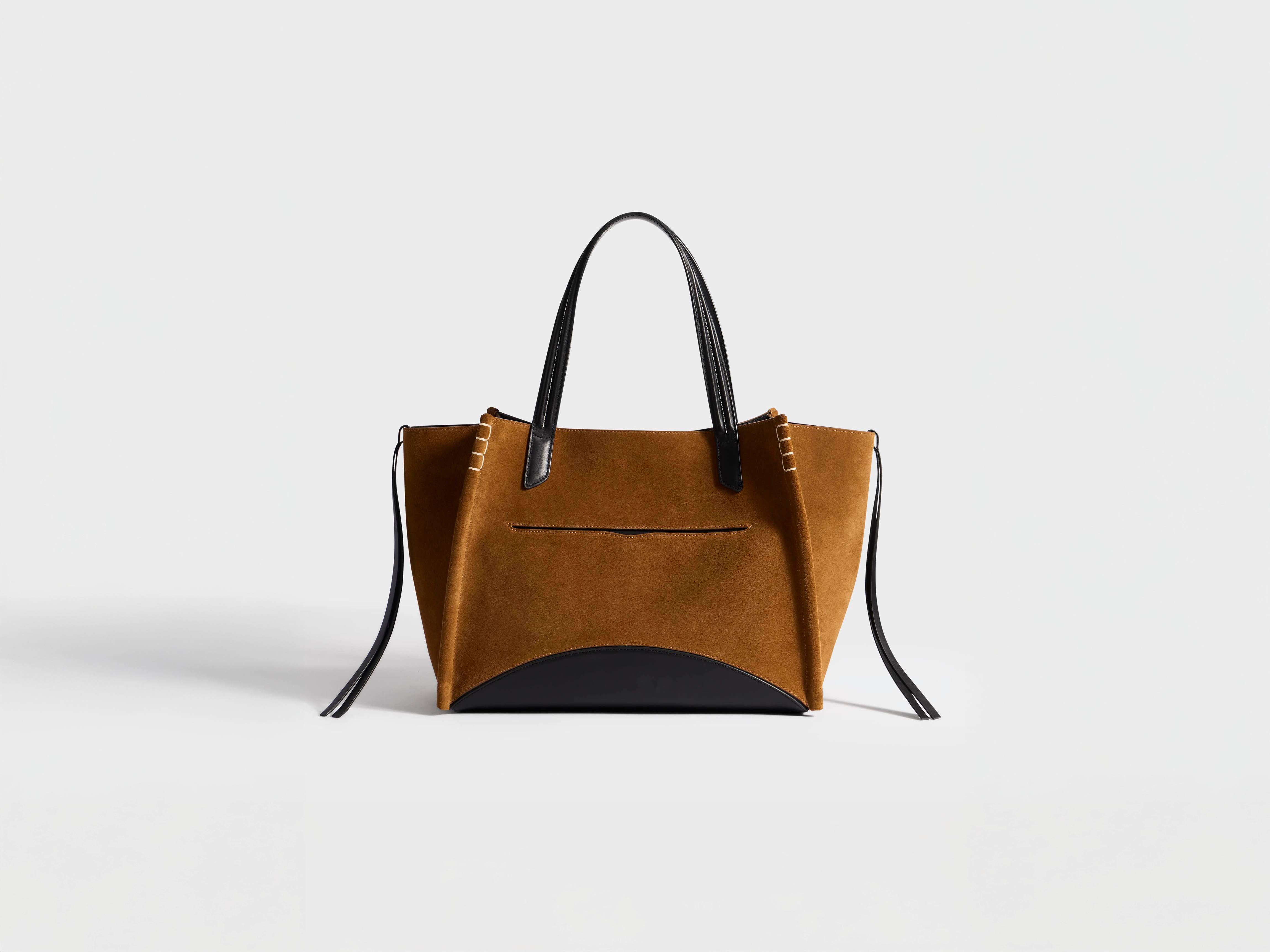 J.W.Anderson Loafer Cabas Tasche Karamell Wildleder Schwarz