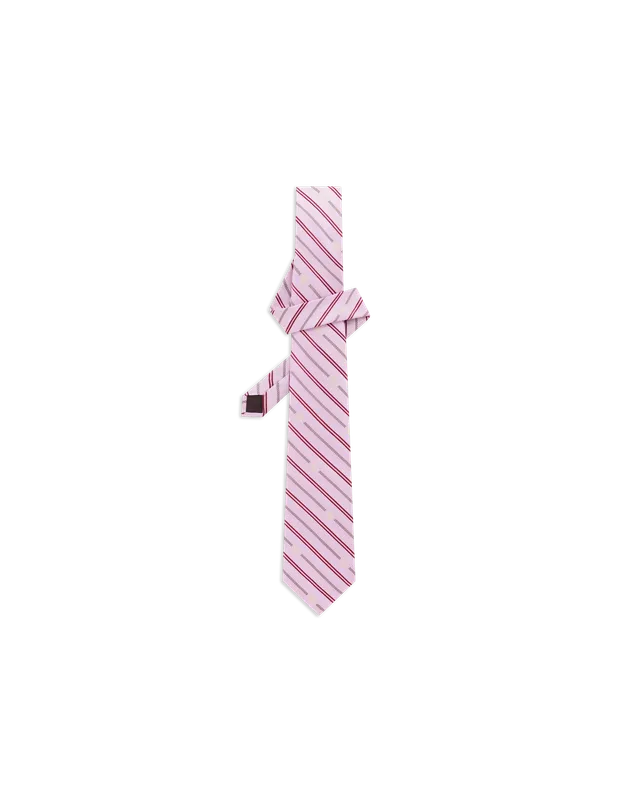 Drôle De Monsieur Silk Stripped Tie Krawatte Pink Seide