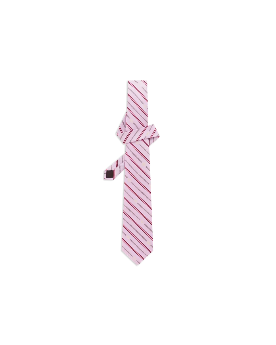Drôle De Monsieur Silk Stripped Tie Krawatte Pink Seide