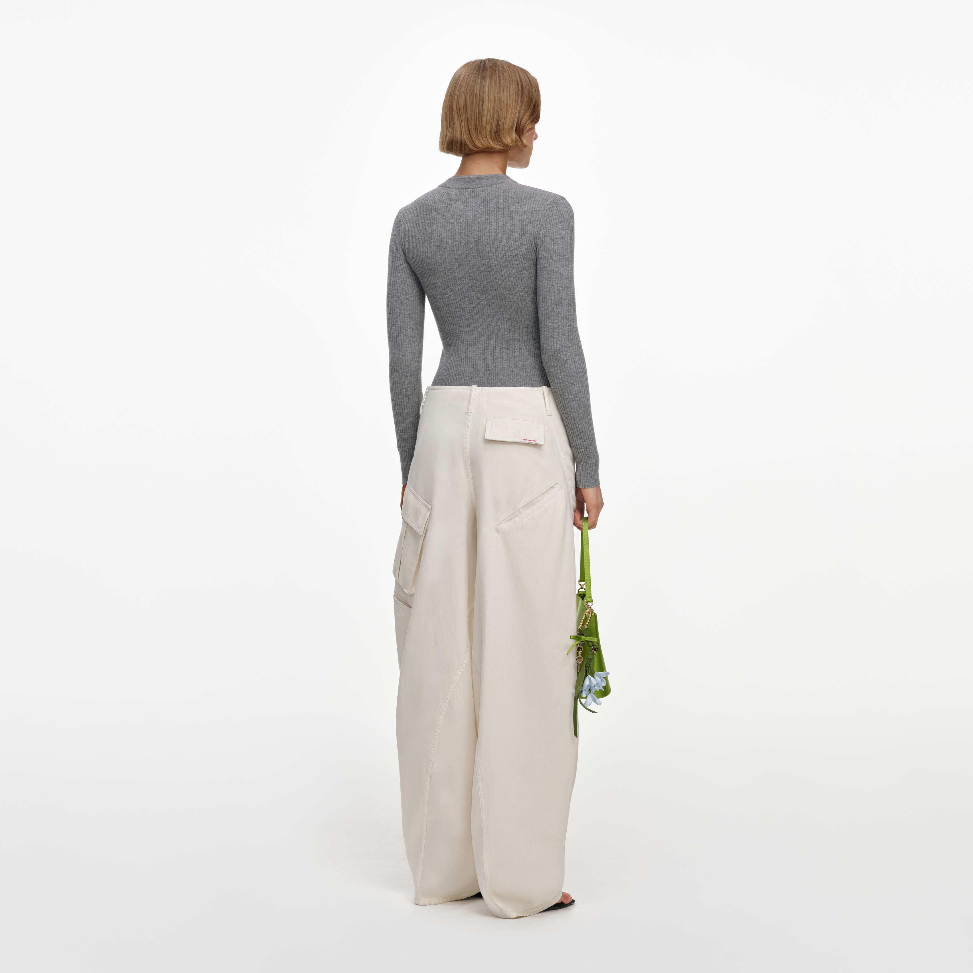 Self Portrait Cream Denim Pocket Hose Creme 27