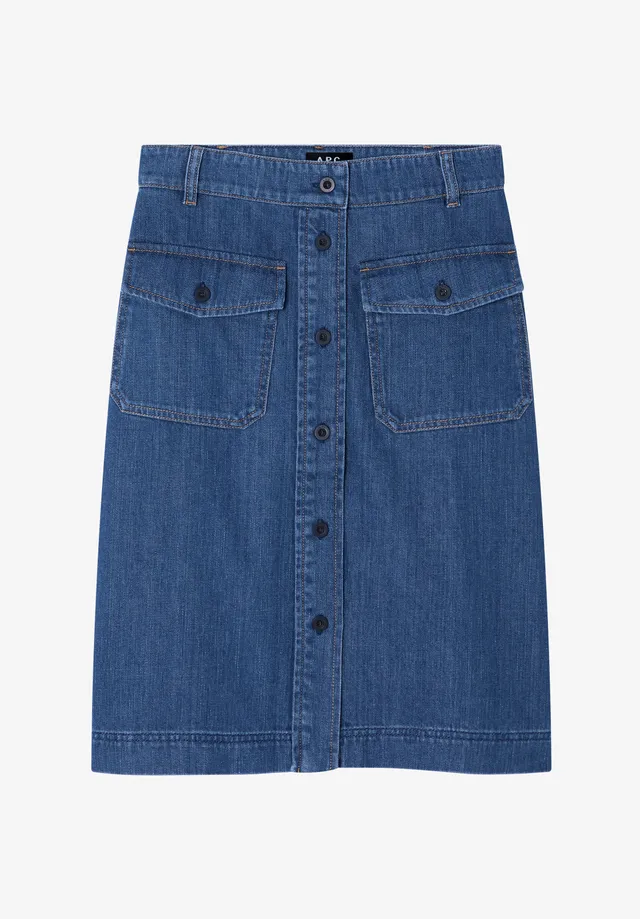 A.P.C. Denim-Rock beige knielang mit Taschen