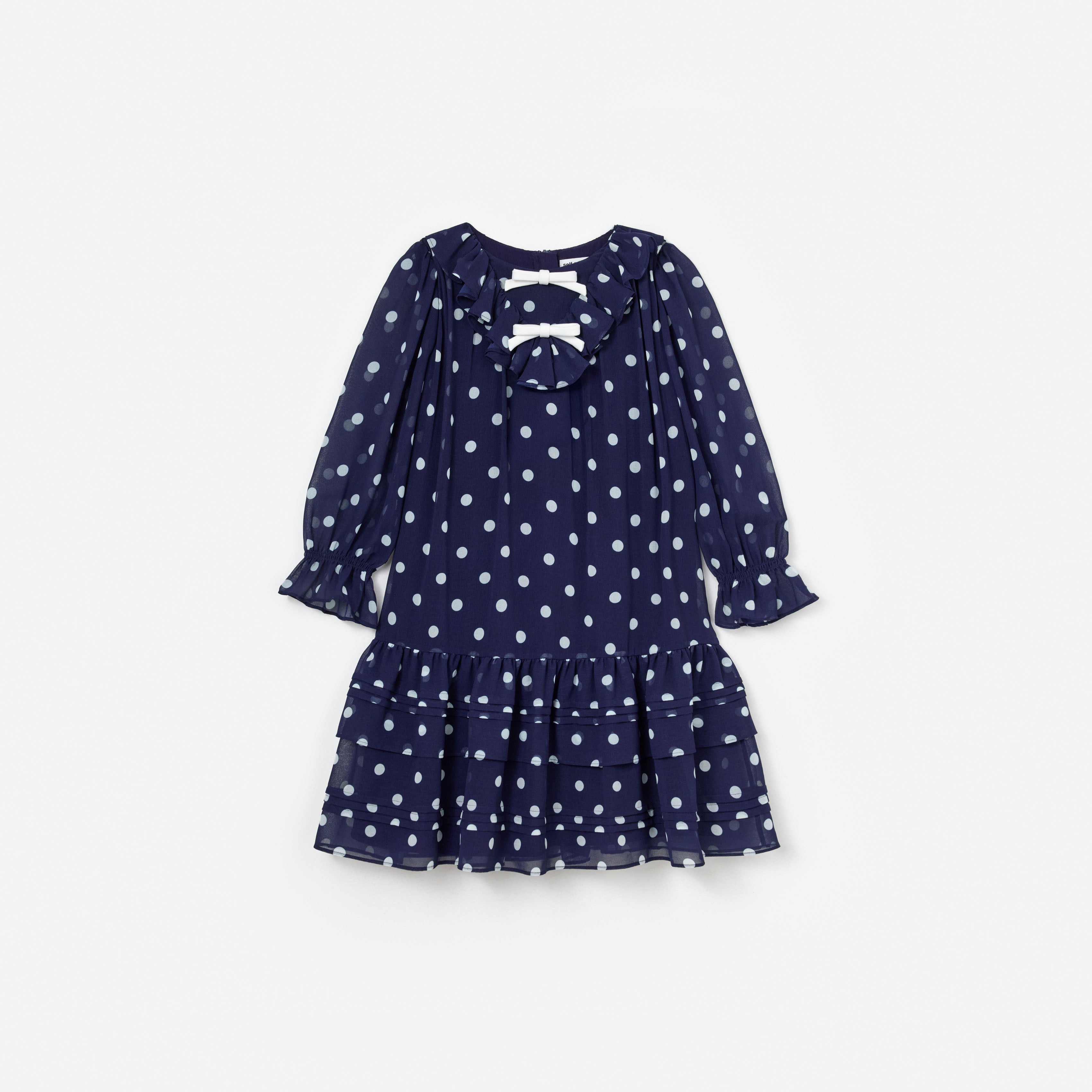 Self Portrait Navy Polka Dot Georgette Kinderkleid Navy 5/6 Punkte