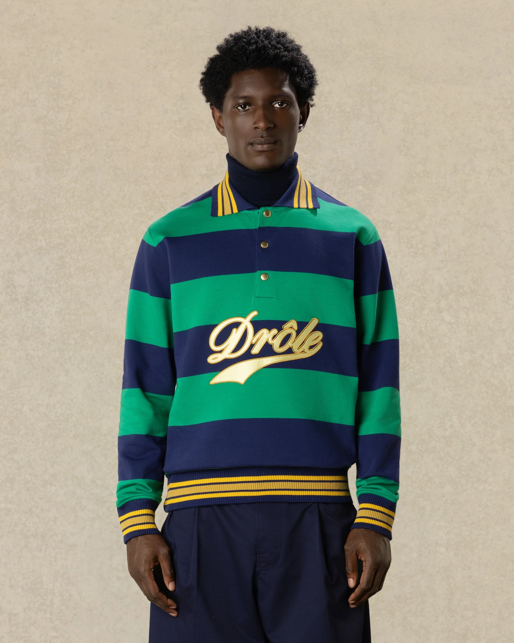 Drôle De Monsieur Drôle Embroidered Stripes Polo Poloshirt grün