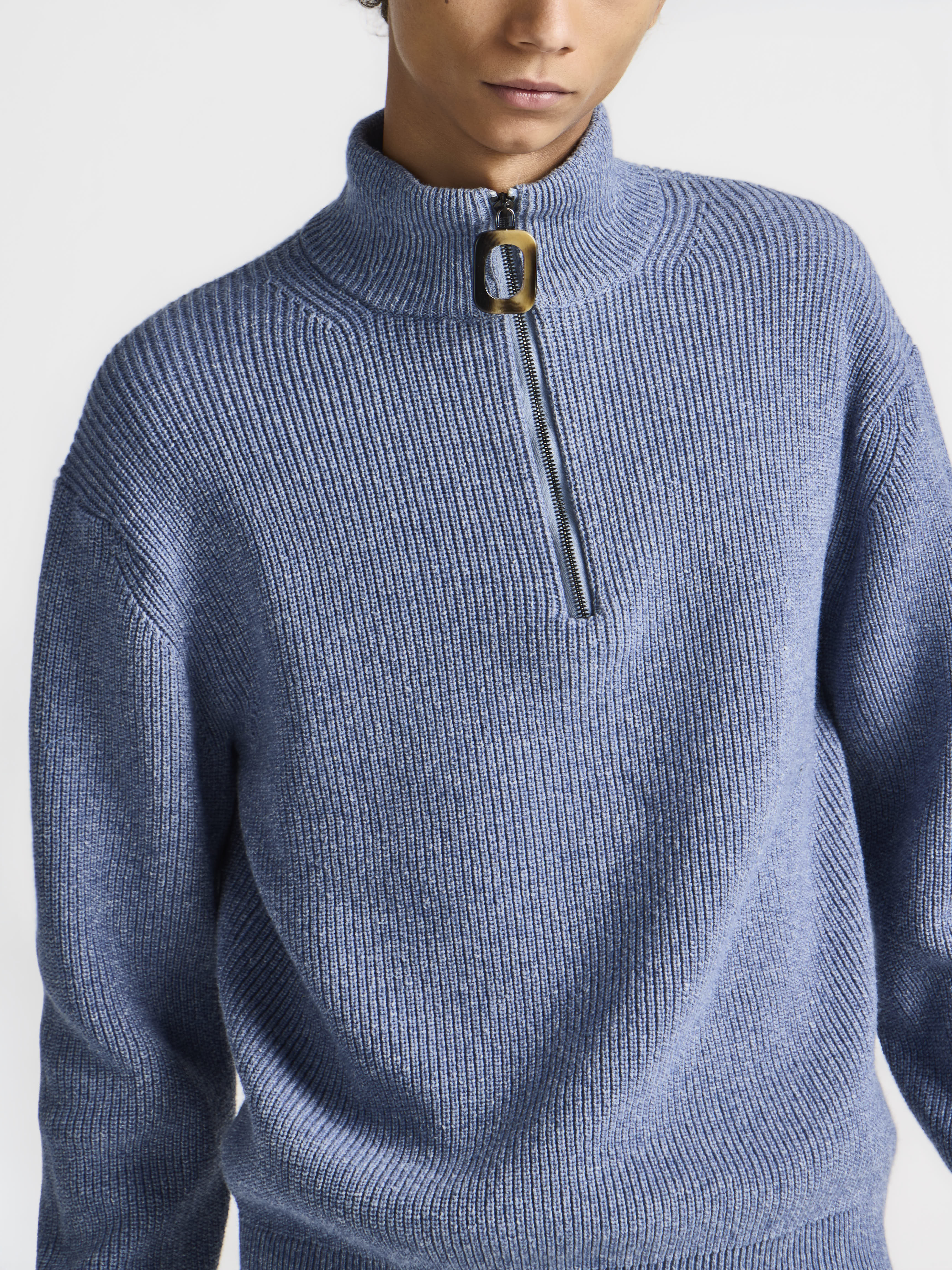 J.W.Anderson Knitwear Half Zip Jumper Pullover Rauchblau