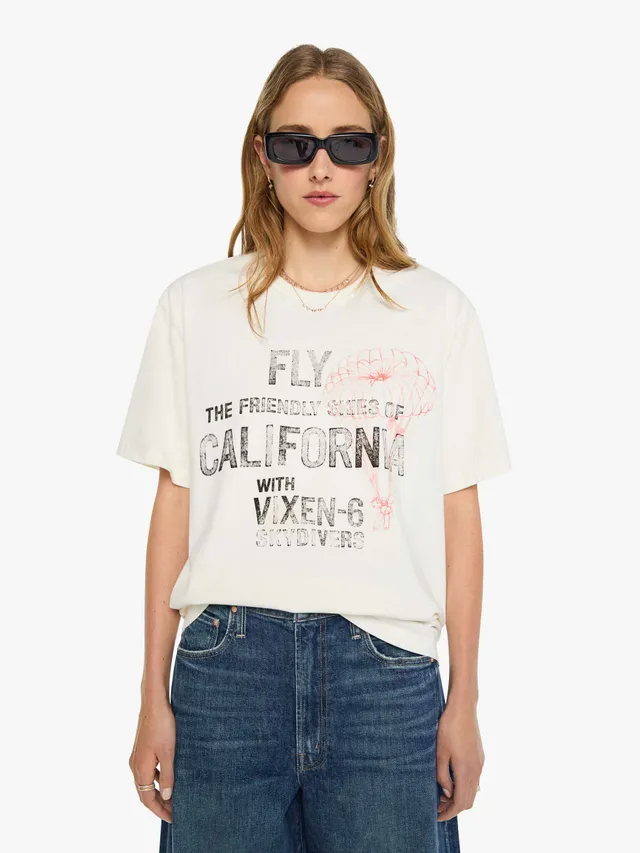 Mother Denim The Big Boy T-Shirt Weiss Fly With Vixen-6