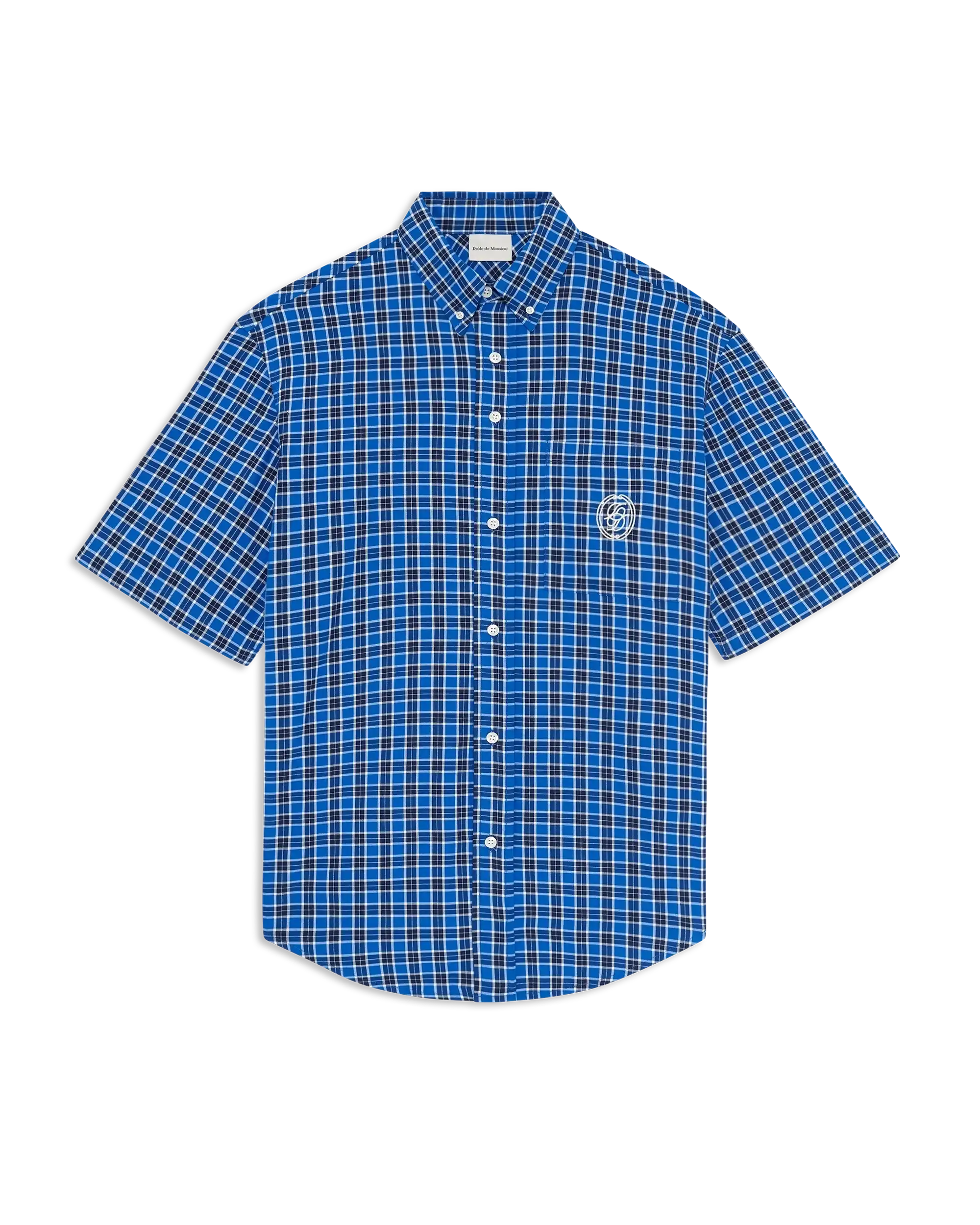 Drôle De Monsieur Short Sleeve Check Shirt Hemd Navy Bio-Baumwolle