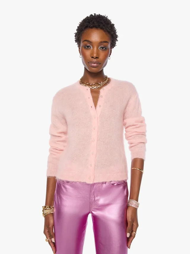 Mother The Cropped Cardigan Strickjacke Powder Rosa cropped