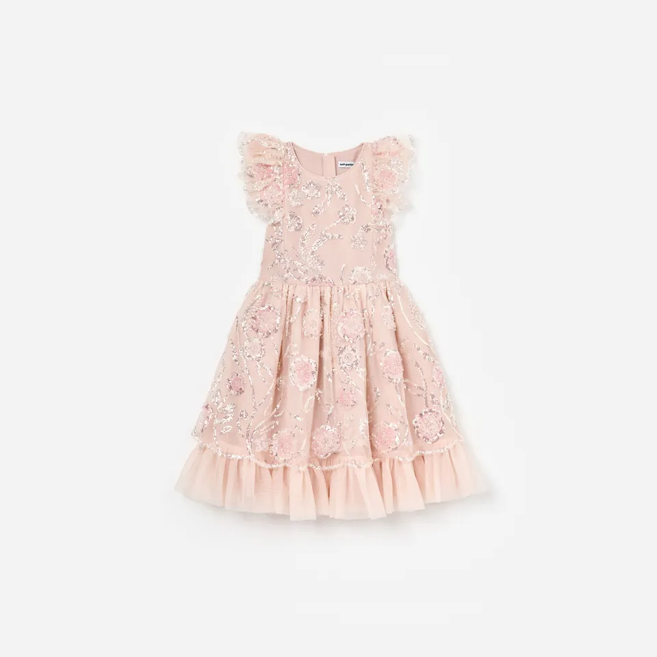 Self Portrait Pink Sequin Kinderkleid rosa Pailletten