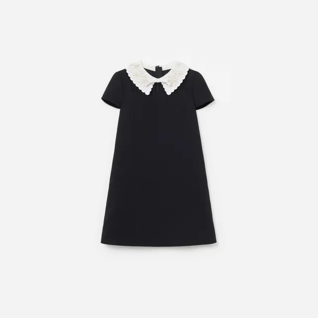 Self-Portrait Black Crepe Bow Collar Kinderkleid Schwarz Crepe
