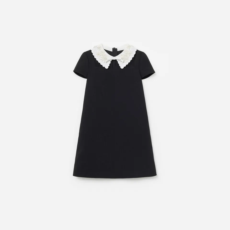 Self-Portrait Black Crepe Bow Collar Kinderkleid Schwarz Crepe