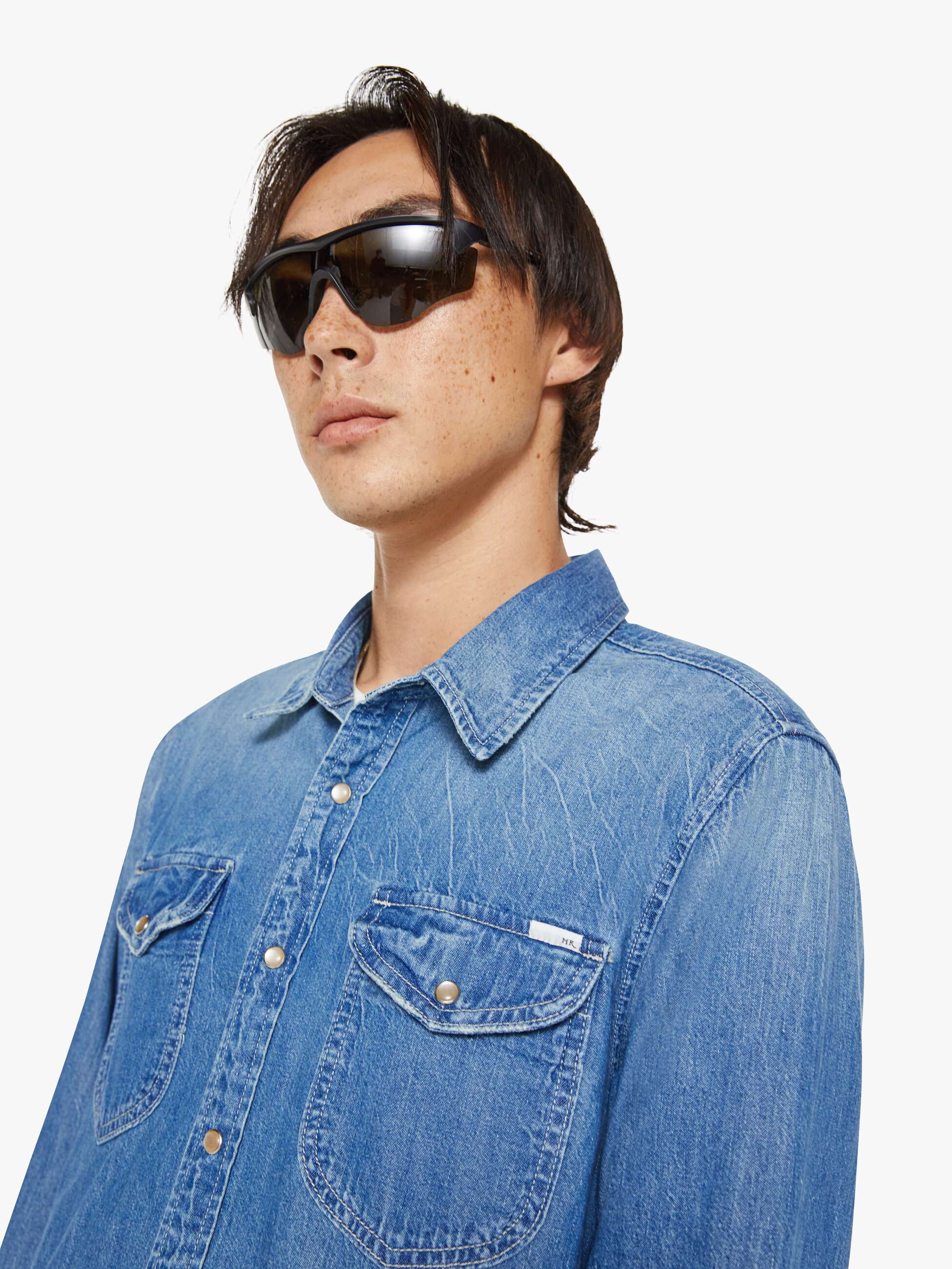 Mother The Speed Date Hemd Blau Denim Western Herren