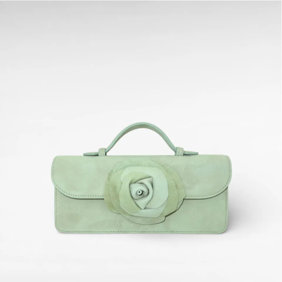 Gedebe Chelsea Medium Clutch Wildleder Blume
