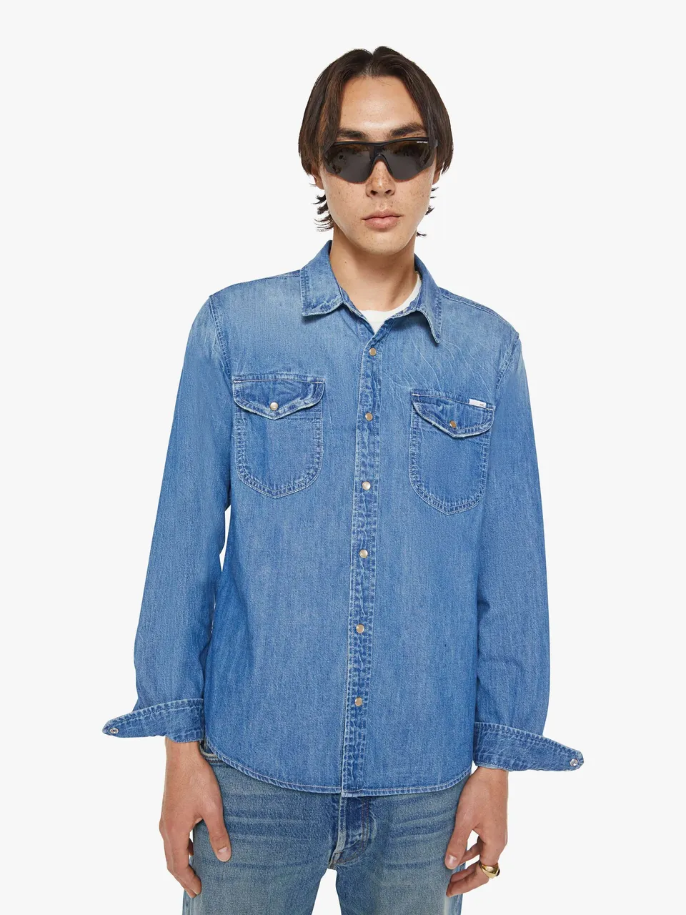 Mother The Speed Date Hemd Blau Denim Western Herren