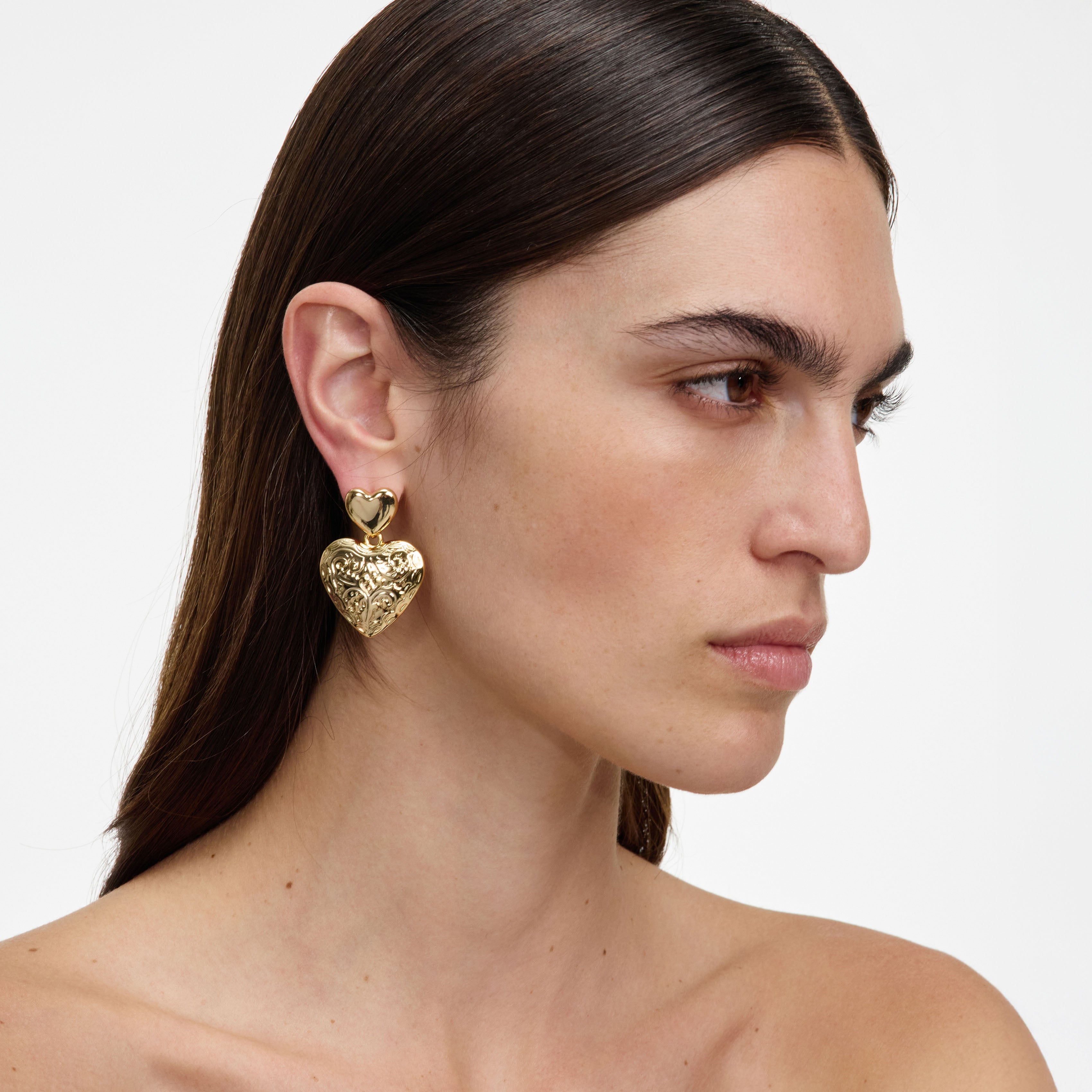 Self Portrait Gold Double Heart Ohrringe One Size gold