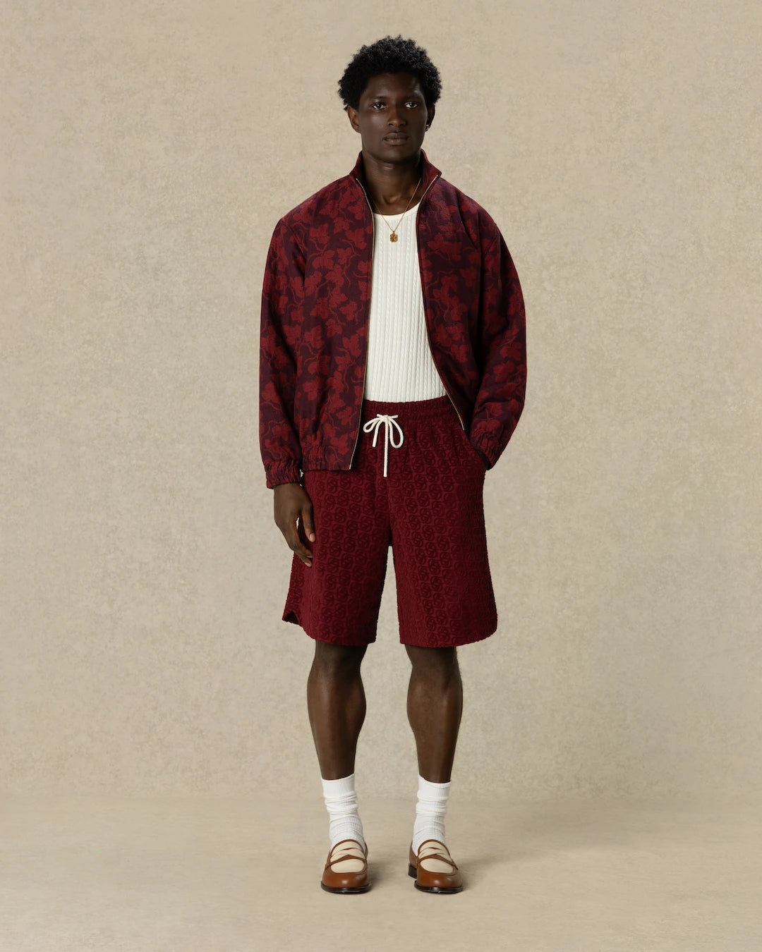 Drôle De Monsieur Monogram Shorts Short Burgundy Baumwolle