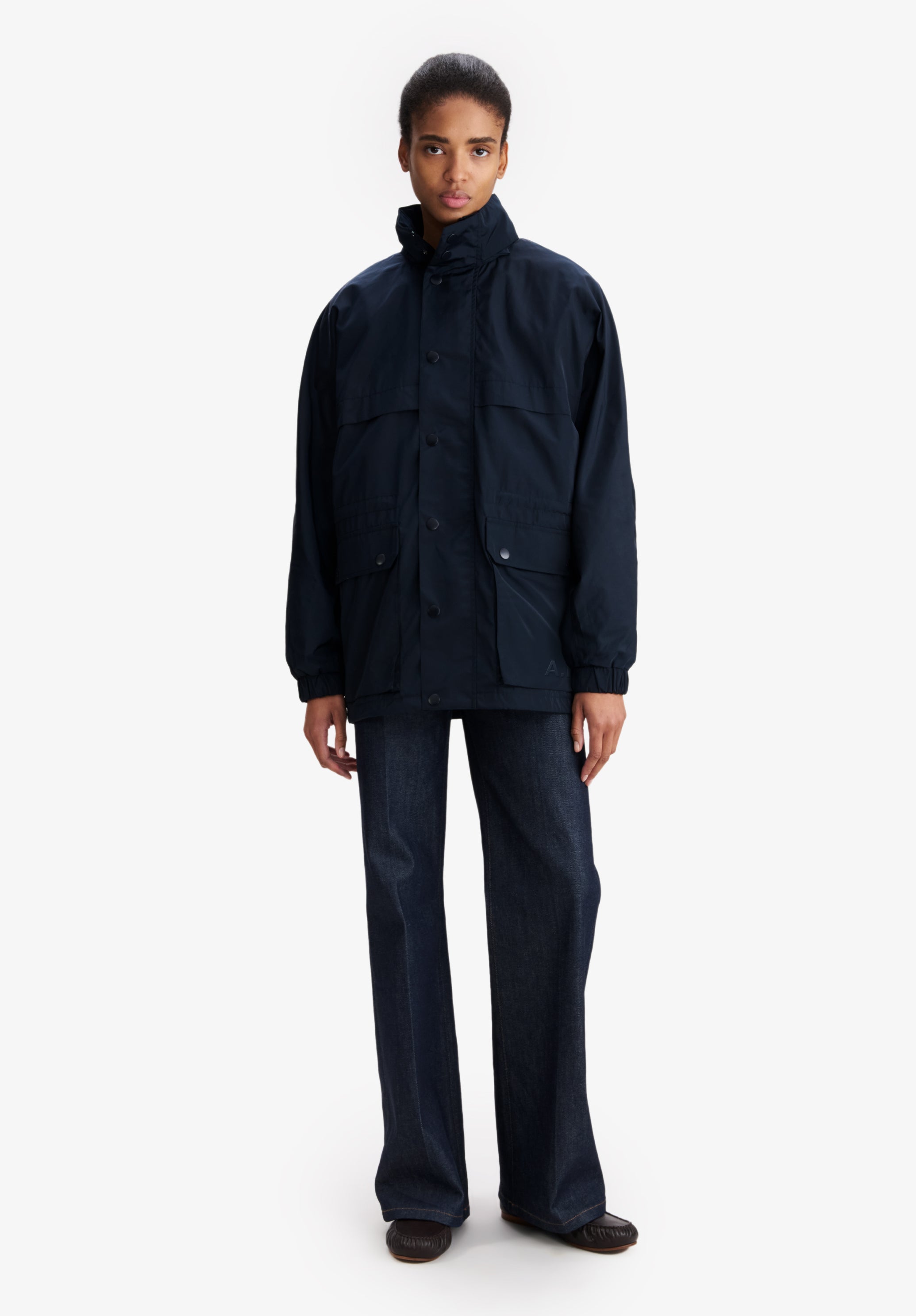A.P.C. Windbreaker Jacke marineblau mit Kapuze