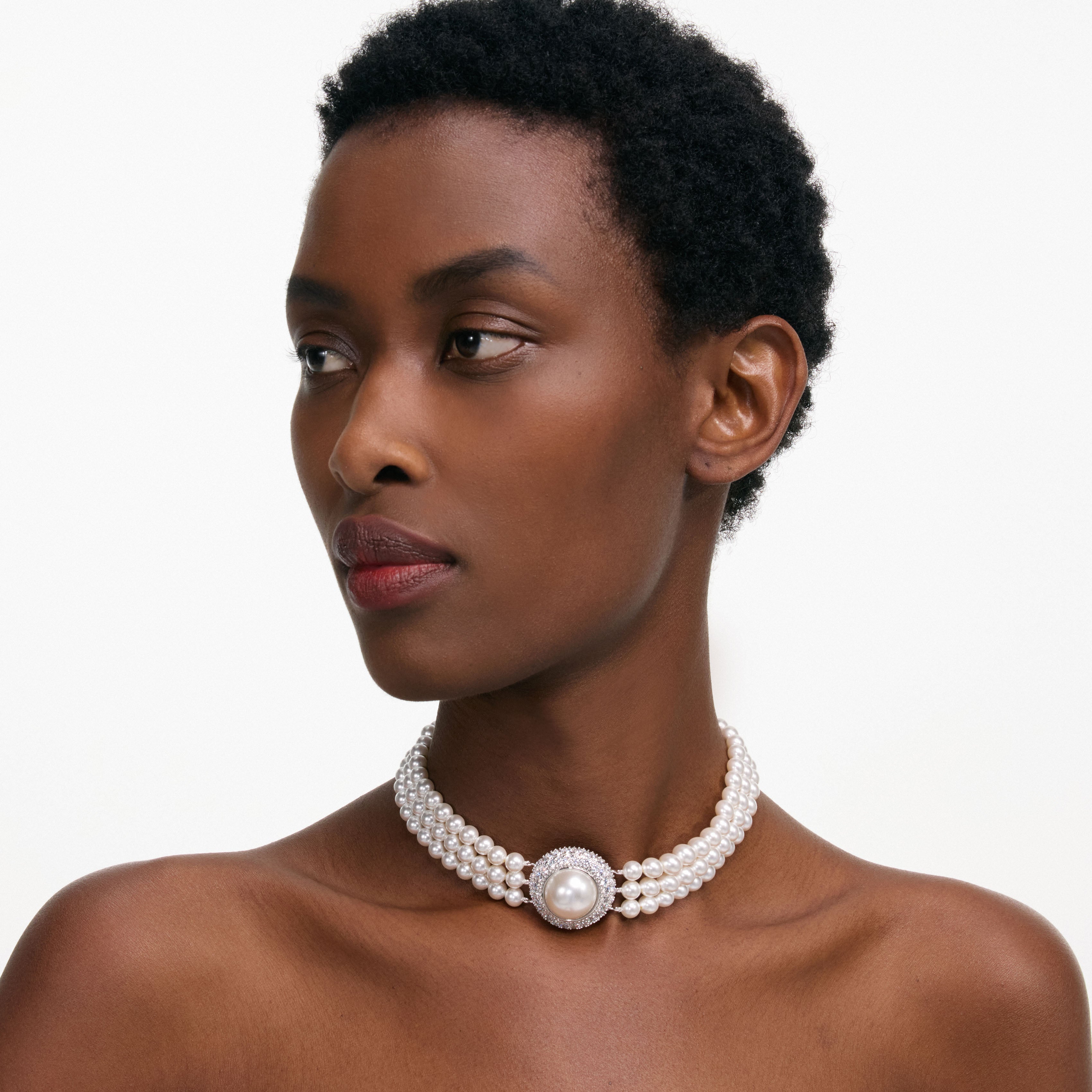 Self Portrait Small Crystal Pearl Choker Perlen Silber