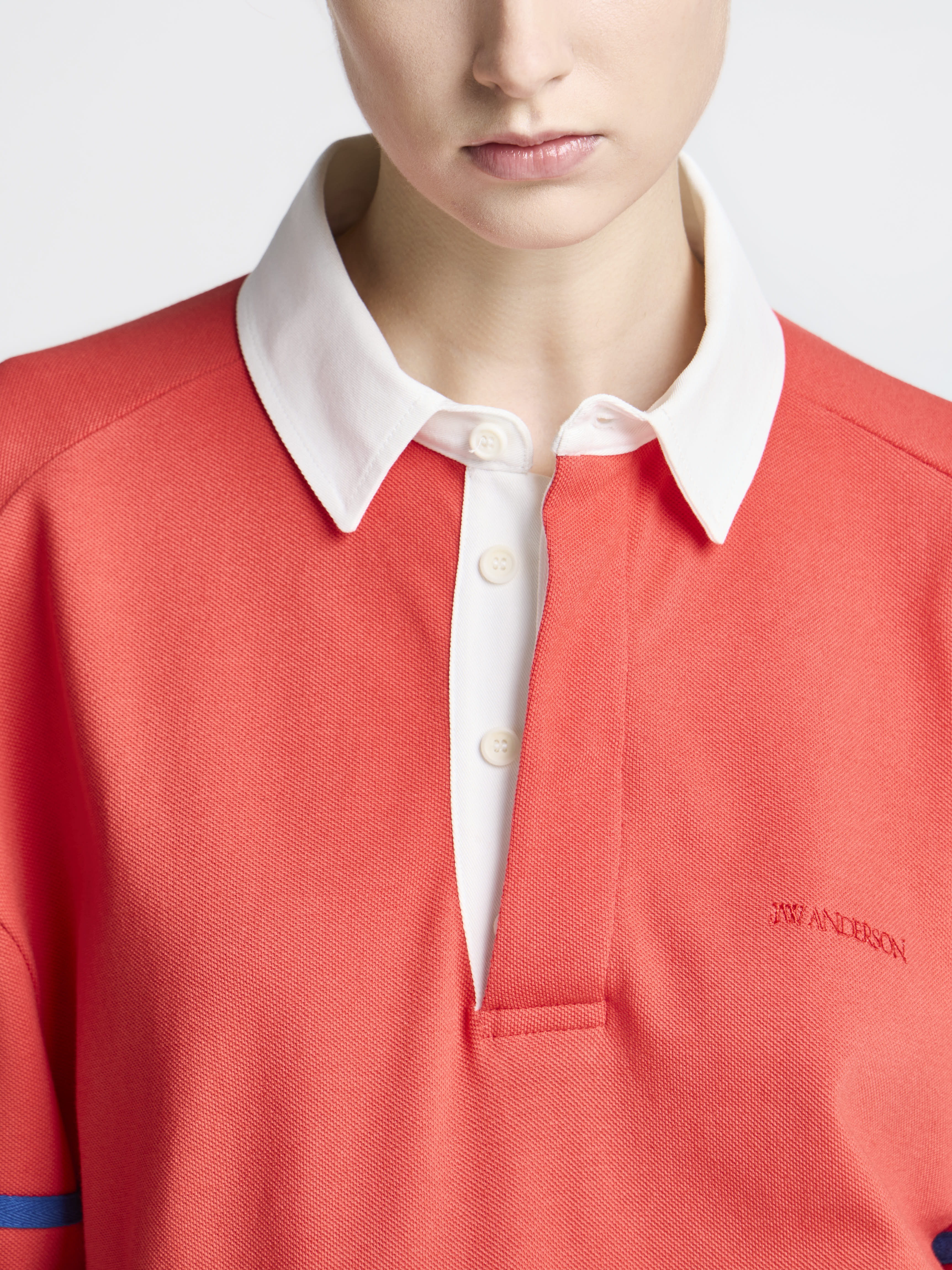 J.W.Anderson Striped Rugby Polo Shirt Rot Blau Damen