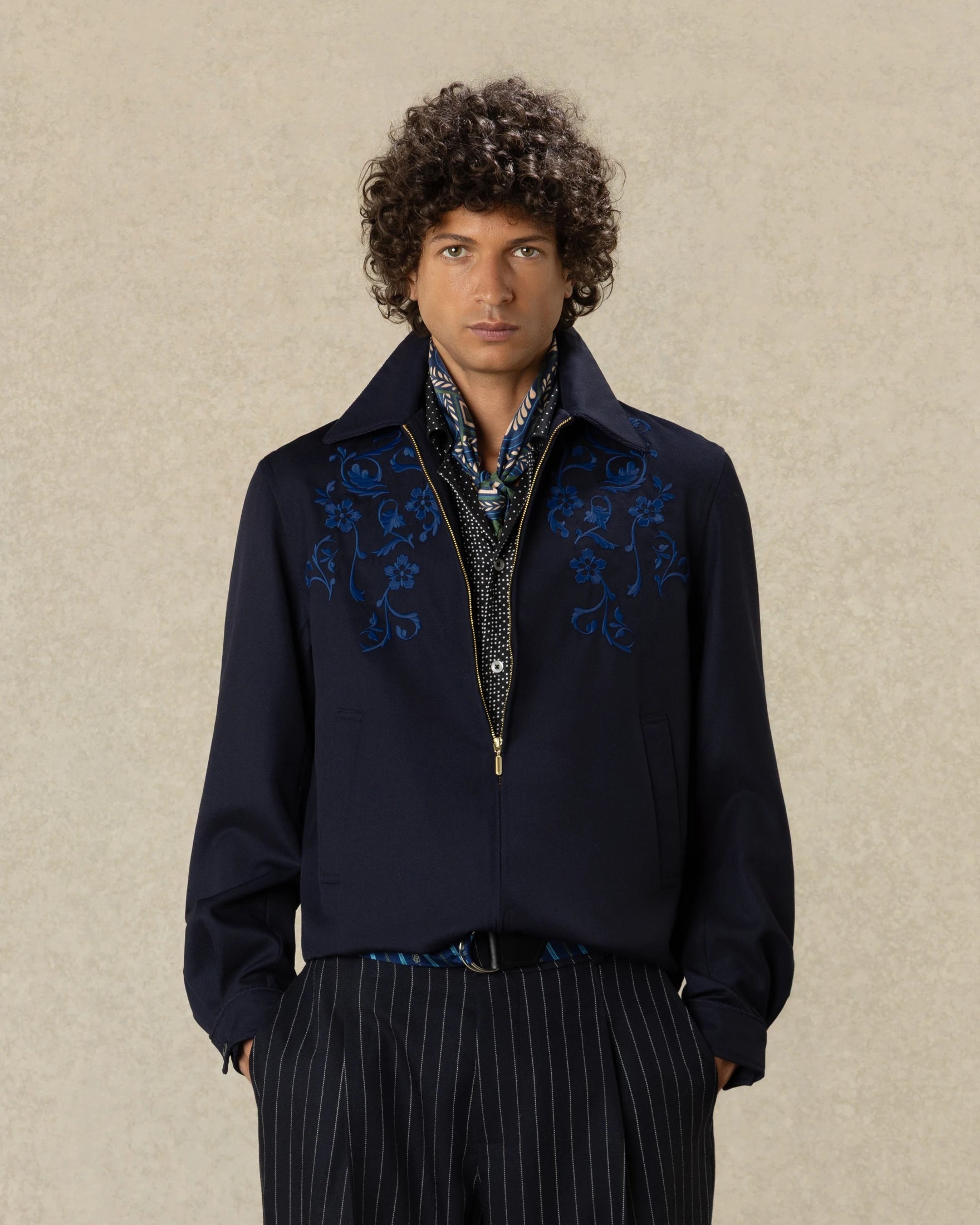 Drôle De Monsieur Straight Embroidery Jacke Navy Polyester