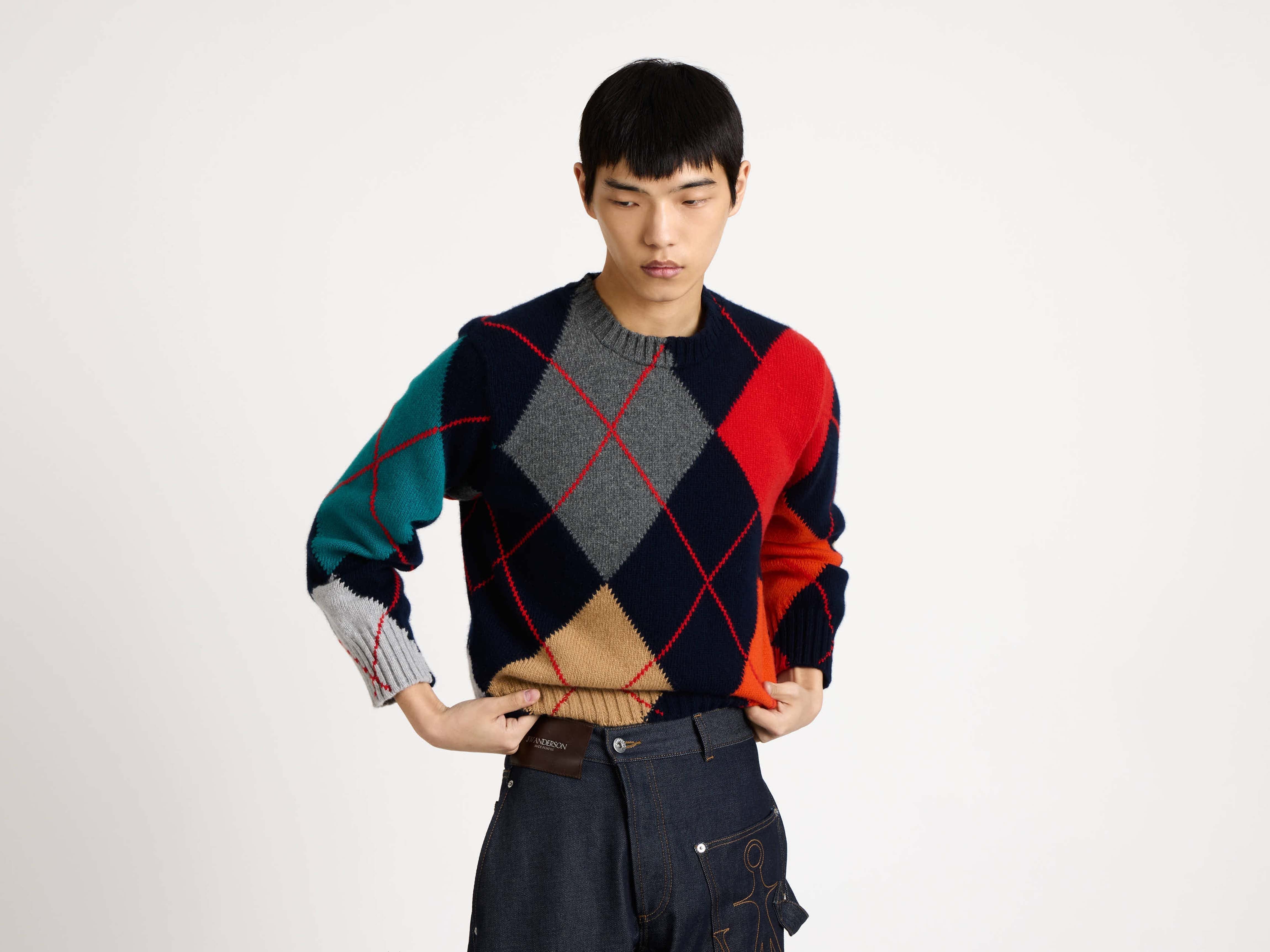 J.W.Anderson x Pringle Crew Neck Jumper Navy Strick KW1488YN0470