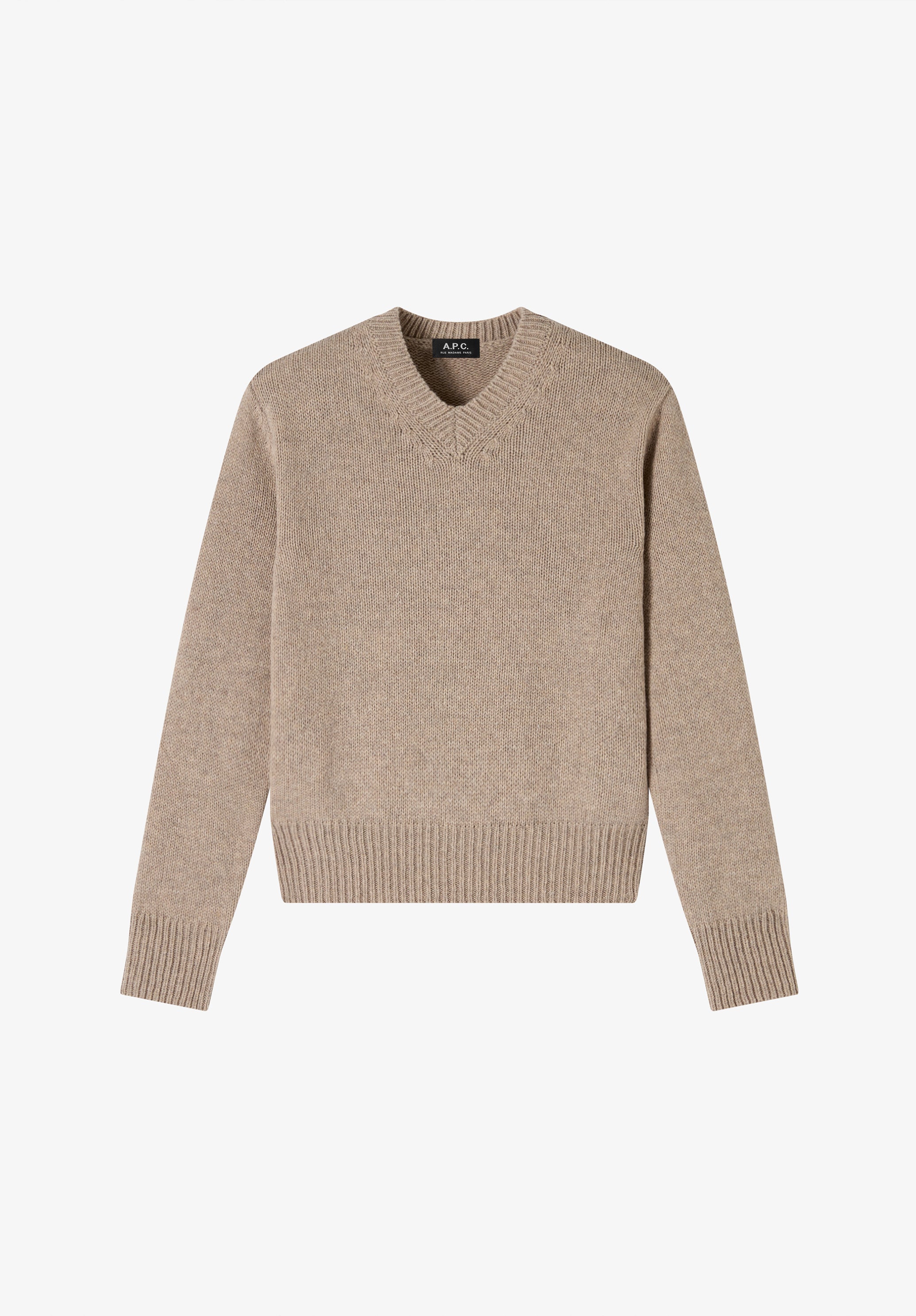 A.P.C. Pullover taupe recycelte Wolle Rundhals