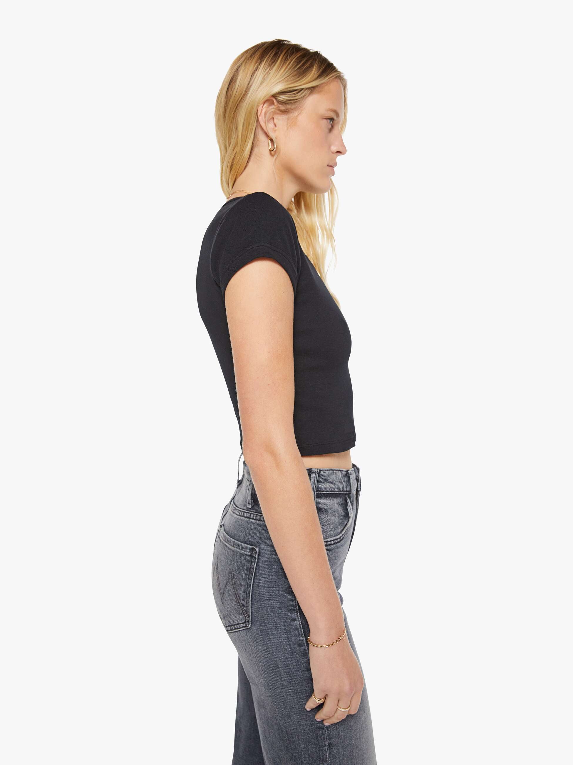Mother The Itty Bitty Ringer Crop T-Shirt Schwarz Cropped