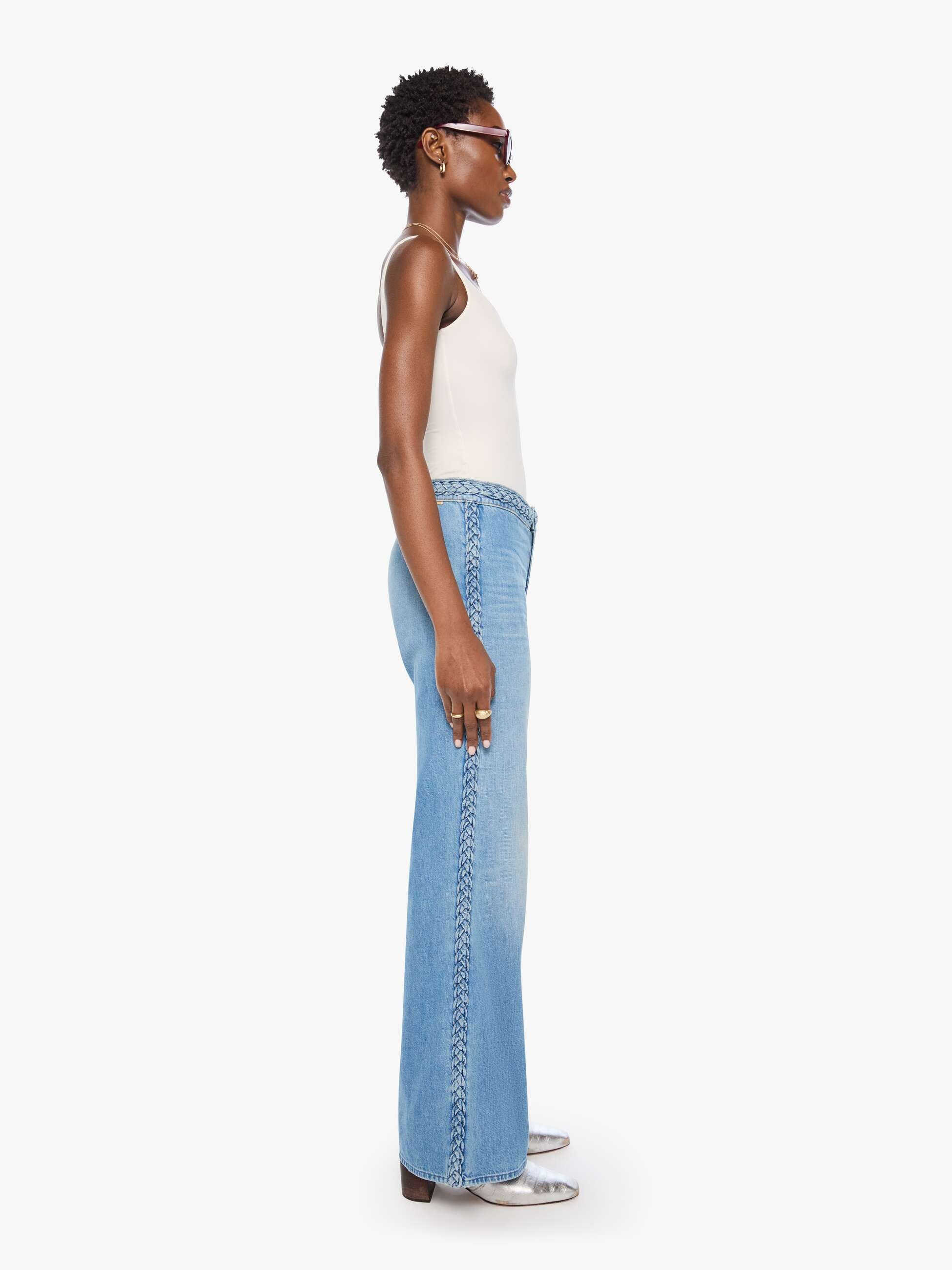 Mother The Braided Hustler Roller Sneak Jeans Tomorrow Never Knows hellblau
