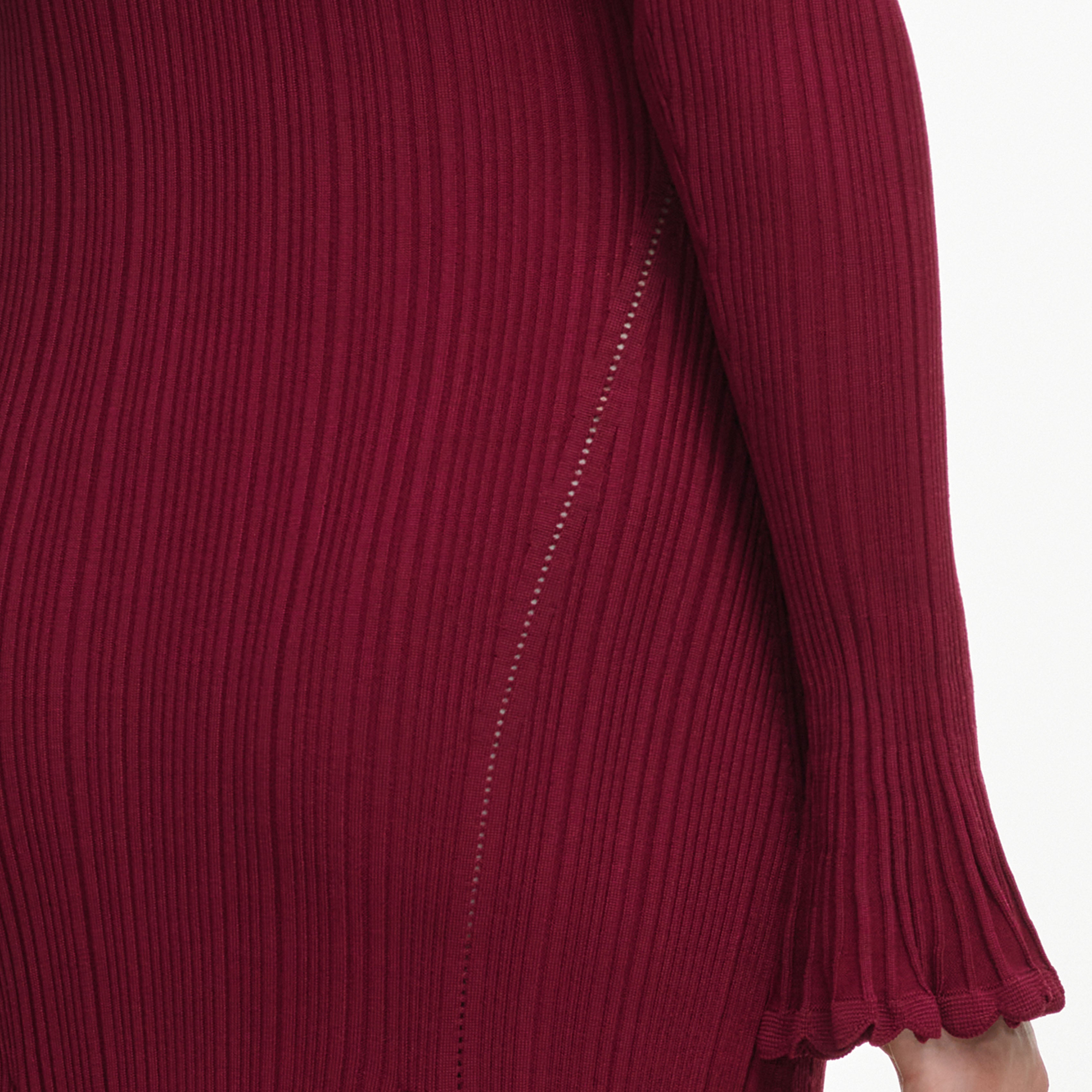 Self Portrait Burgundy Ruffle Knit Midi Dress Midikleid M