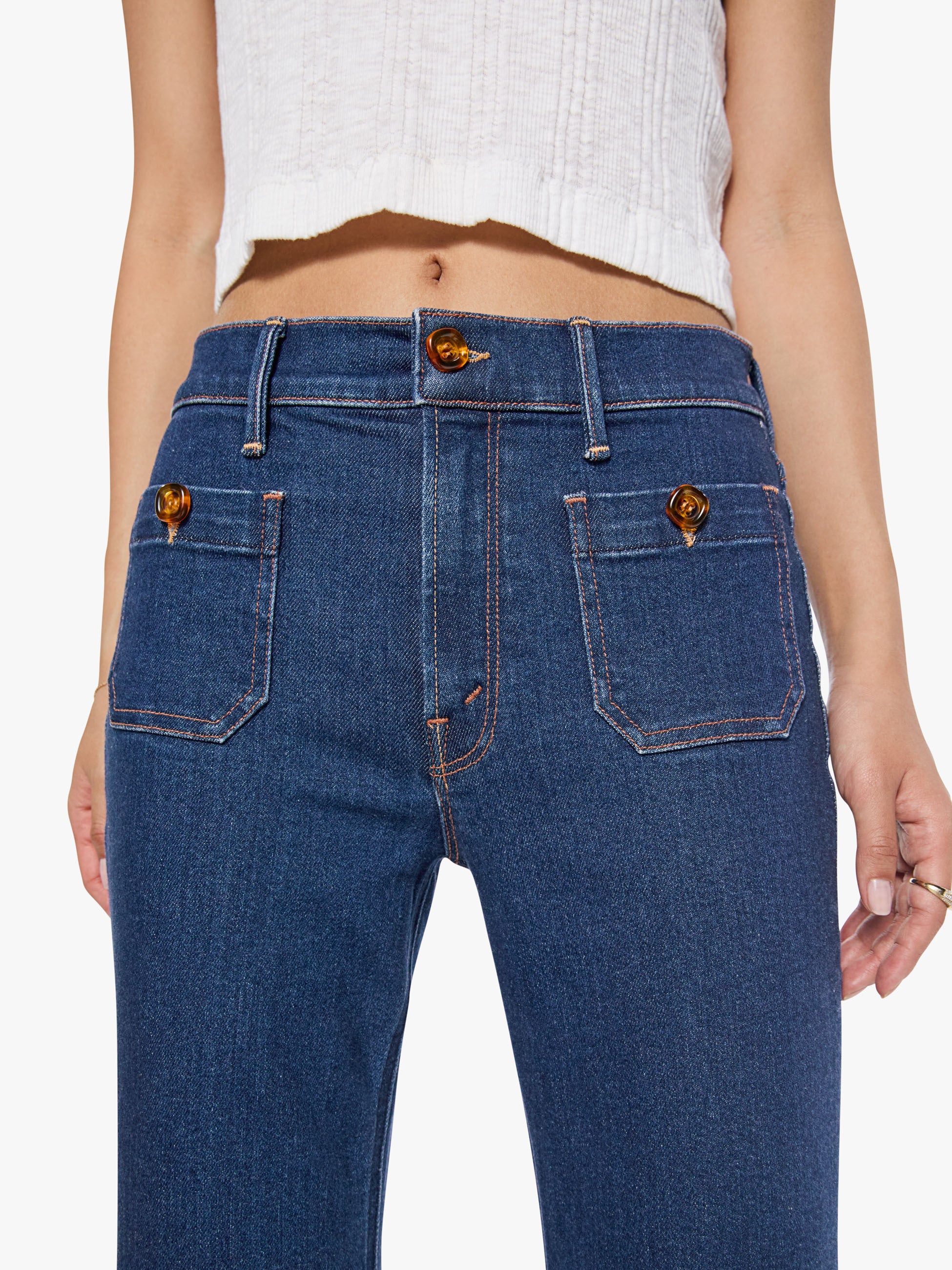 Mother Doozy Petite Flare Jeans Retrograde Rodeo