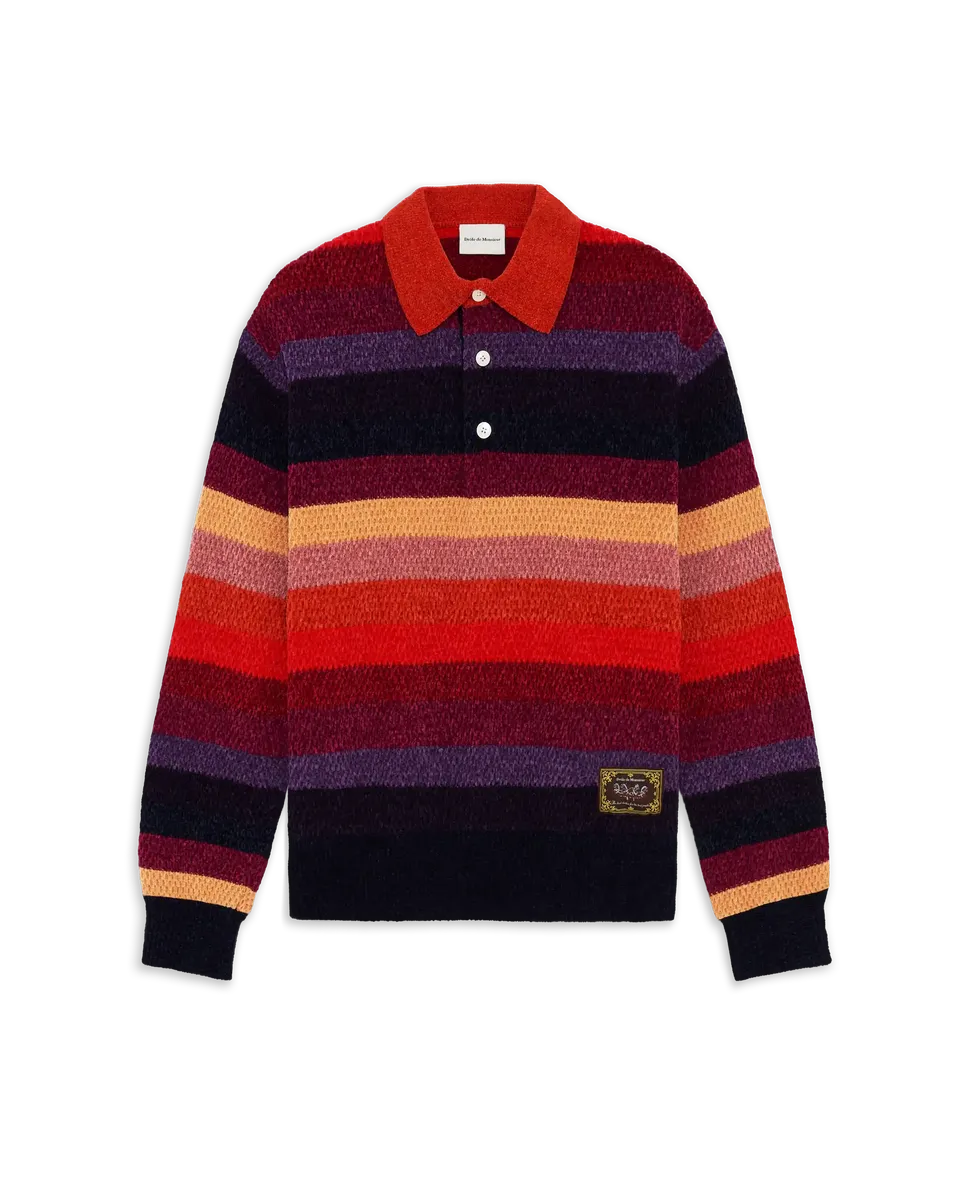 Drôle De Monsieur Chenille Strickpolo Streifen Bunt