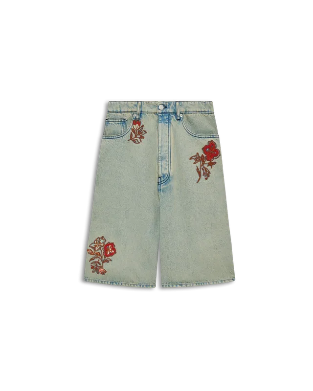Drôle De Monsieur Short Jean Dusty Jeansshorts Bestickt