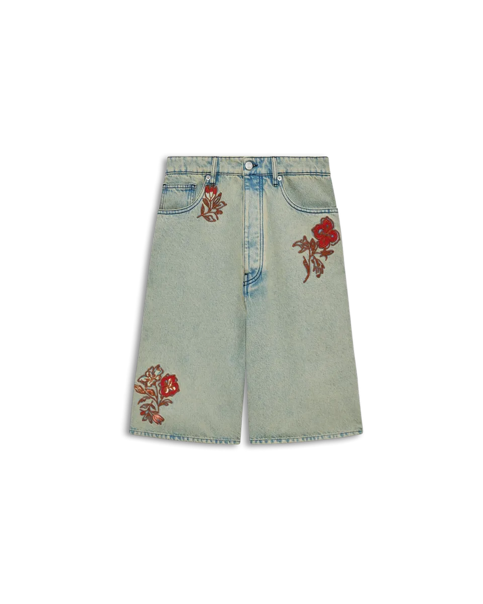 Drôle De Monsieur Short Jean Dusty Jeansshorts Bestickt
