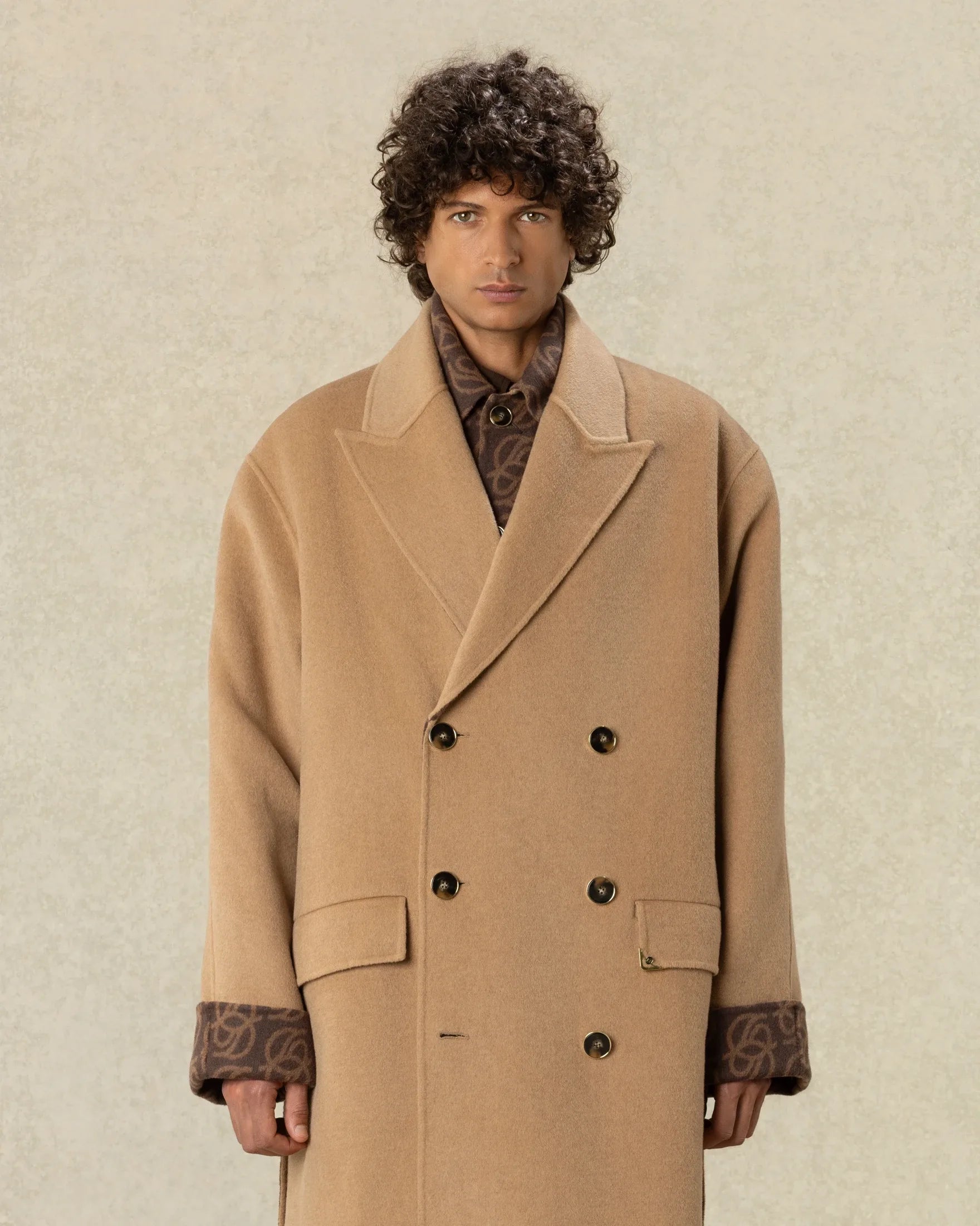 Drôle De Monsieur Monogram Double Face Mantel Beige Wolle