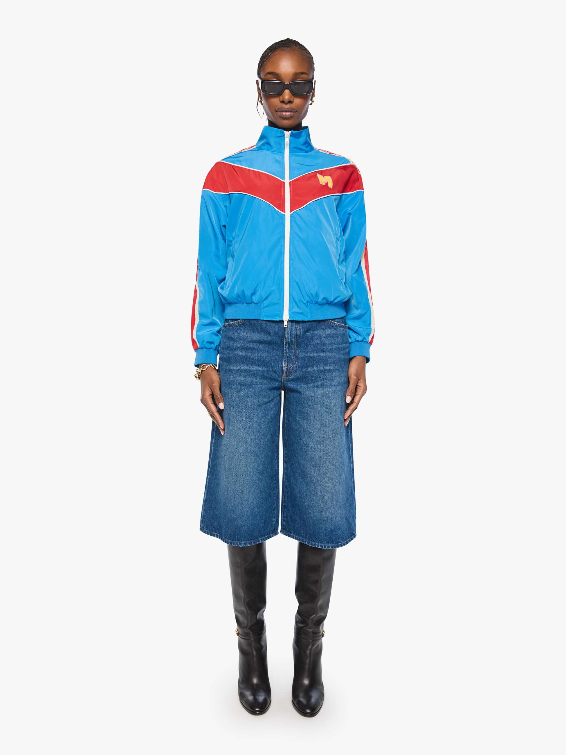 Mother Glossy Letterman Jacke Lightning Speed Blau