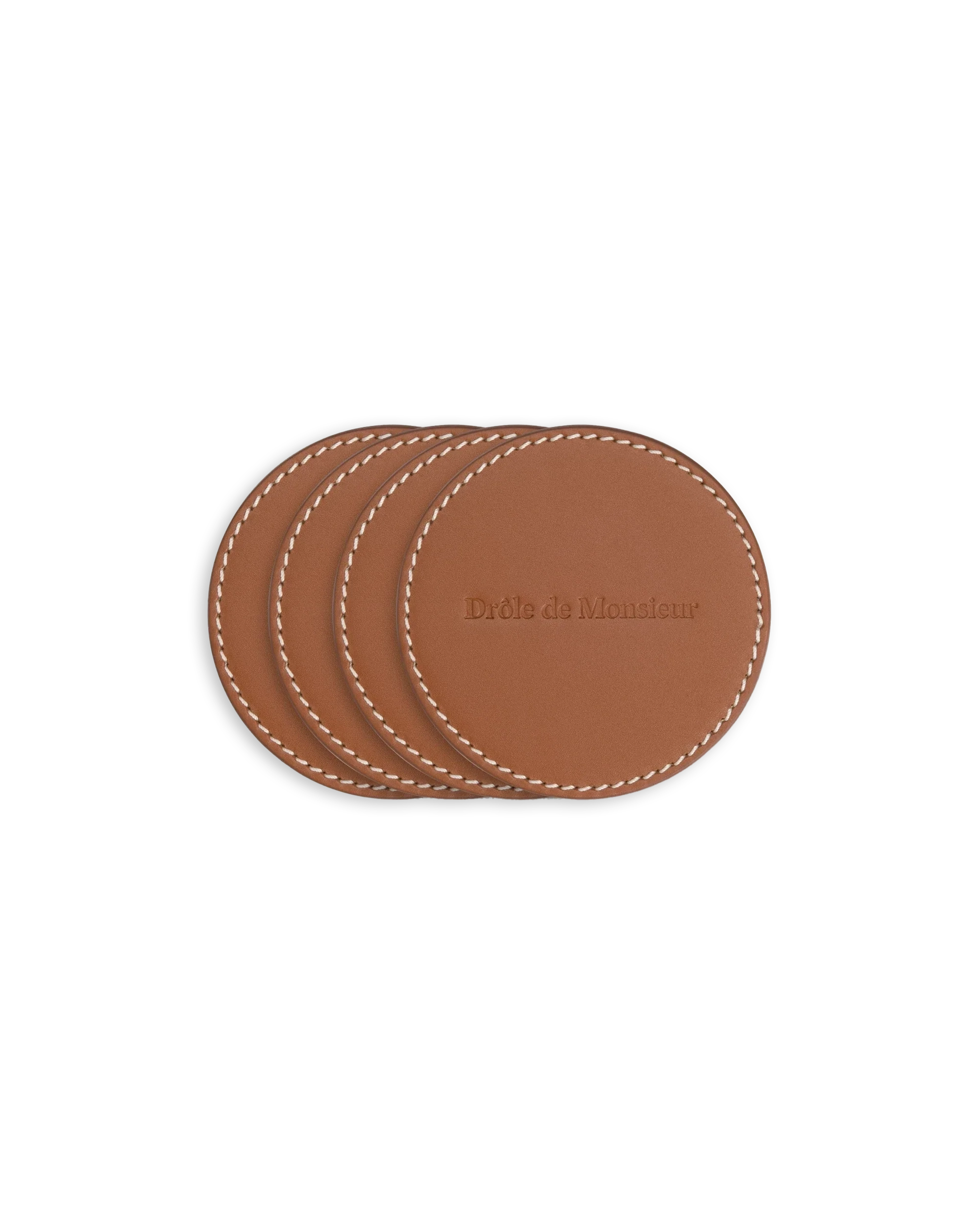 Drôle De Monsieur Les Sous Verres Untersetzer Braun Leder 4er