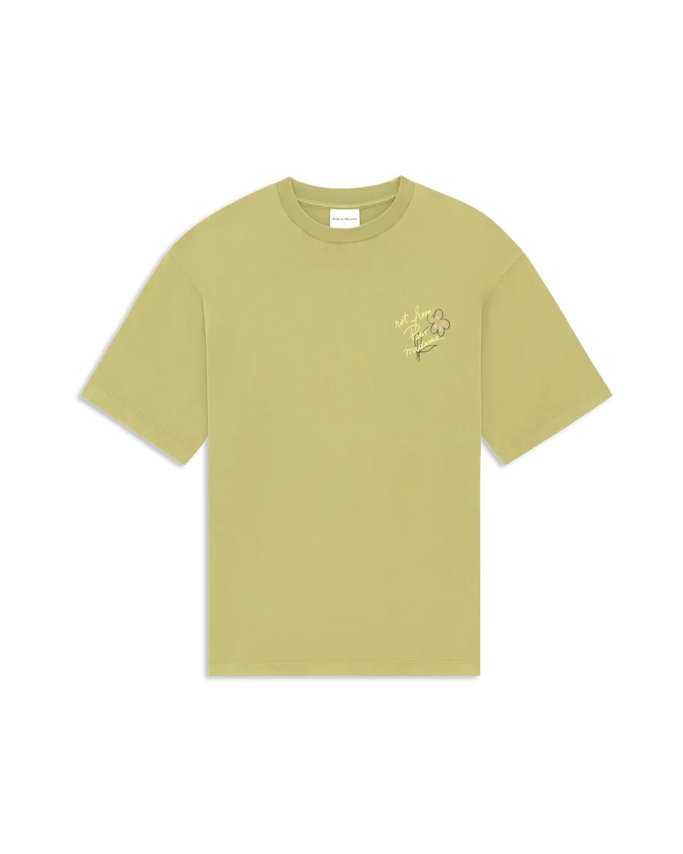 Drôle De Monsieur Esquisse Slogan T-Shirt Khaki Baumwolle