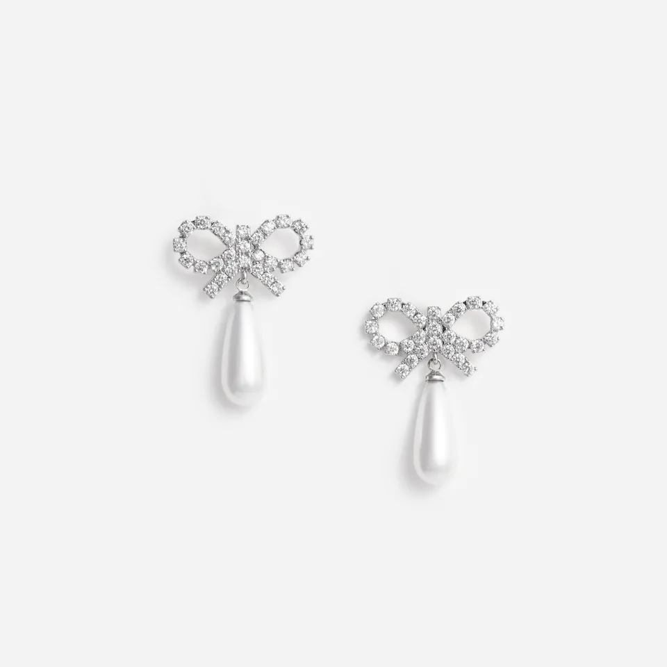 Self Portrait Jewellery Crystal Bow Ohrringe Creme One Size