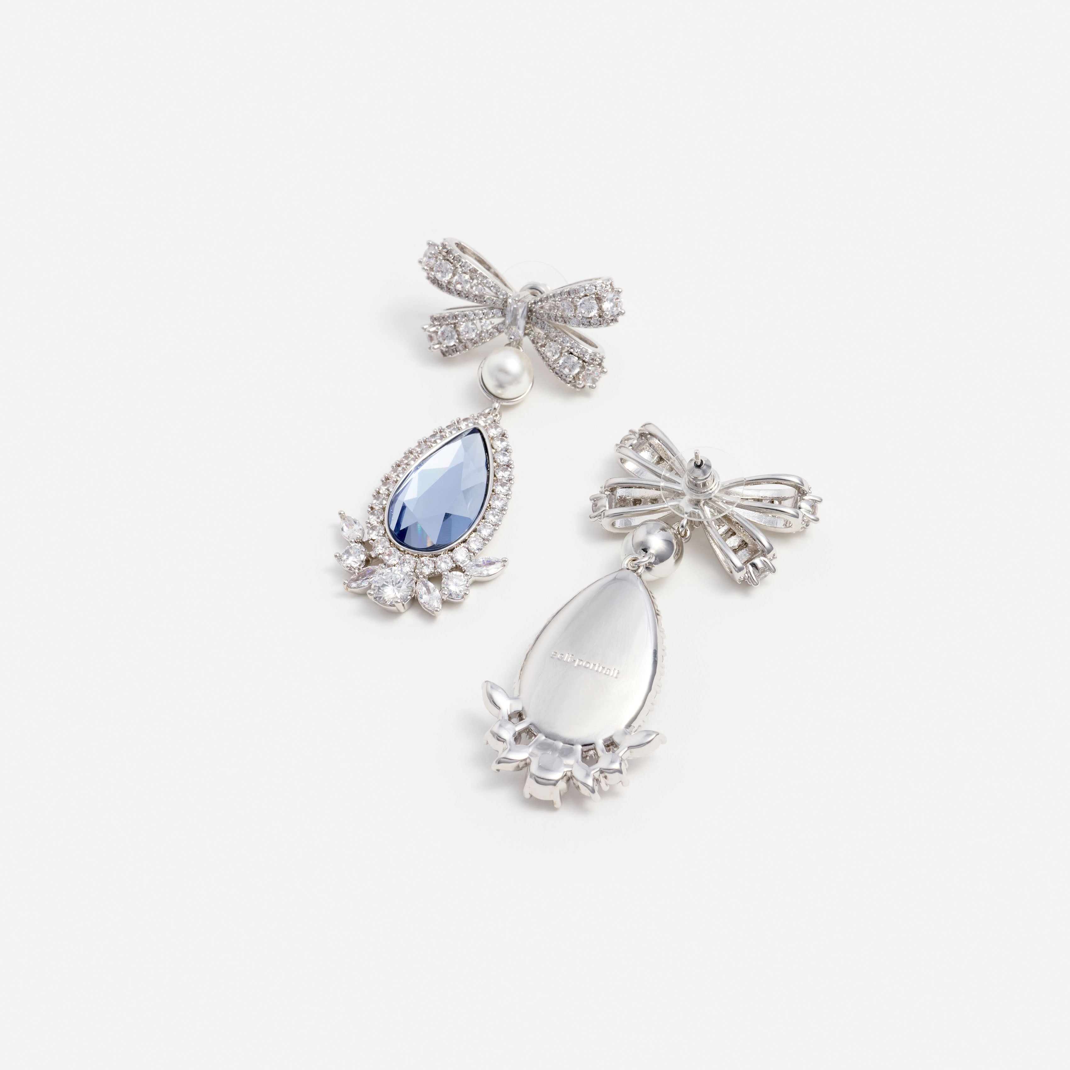 Self Portrait Blue Crystal Bow Pearl Ohrringe Blau One Size