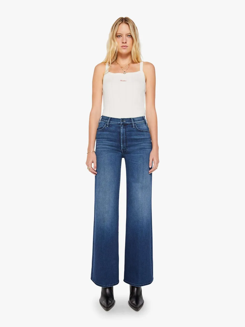 MOTHER Denim Hustler Roller Sneak Jeans Homecoming High Wide Leg