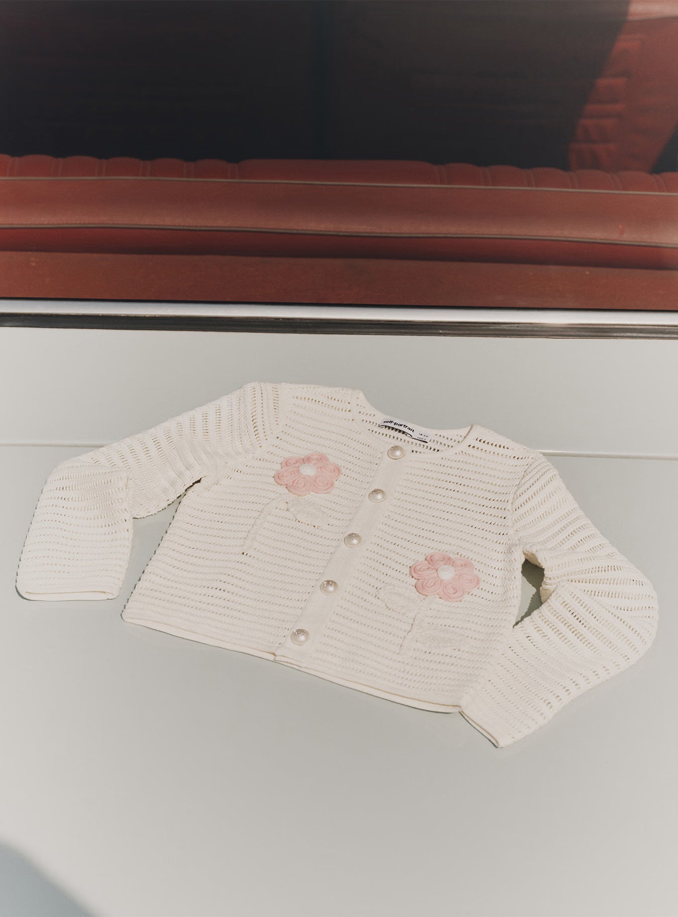 Self Portrait Cream Flower Strickjacke Creme Blumen Kids
