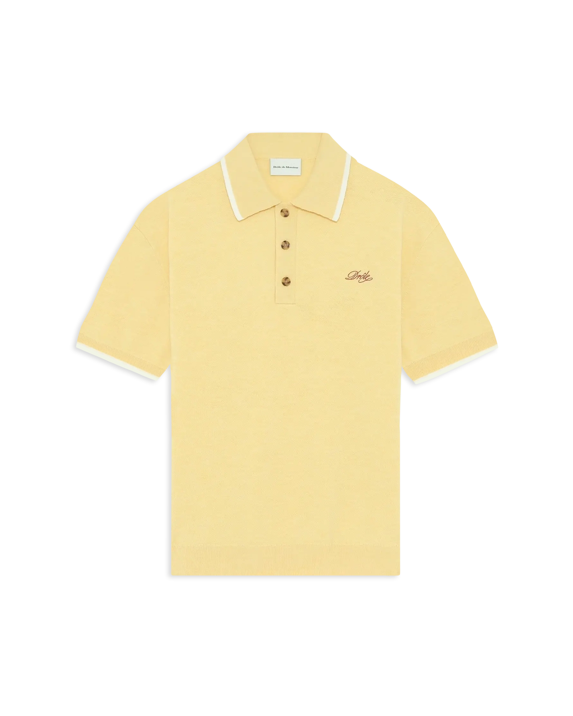 Drôle De Monsieur Polo Maille Drôle Strickpolo Hellgelb Merino