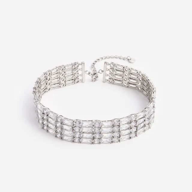 Self Portrait Silver Crystal Choker Halskette Silber Kristall