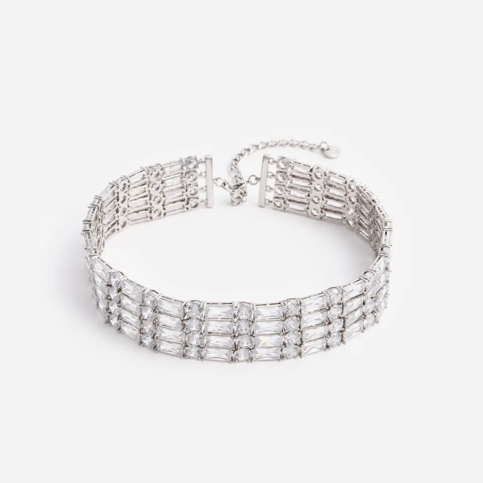 Self Portrait Silver Crystal Choker Halskette Silber Kristall