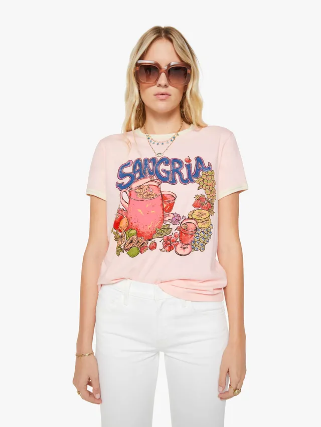 Mother The Lil Goodie Ringer T-Shirt Sangria Rosa Frucht-Print