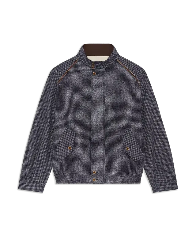 Drôle De Monsieur Houndstooth Baracuta Jacke Navy Wolle